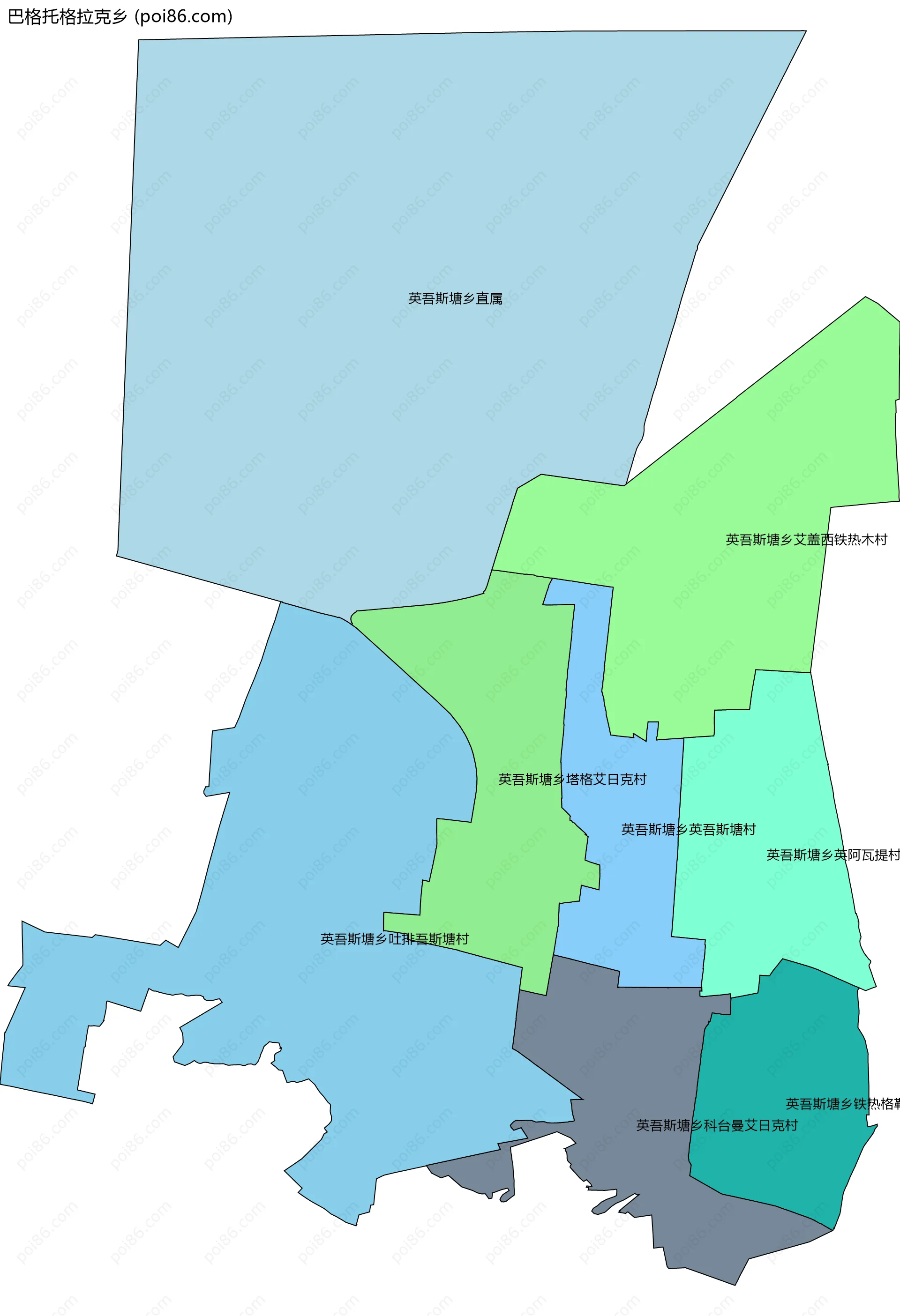 巴格托格拉克乡边界地图(五级行政区划)