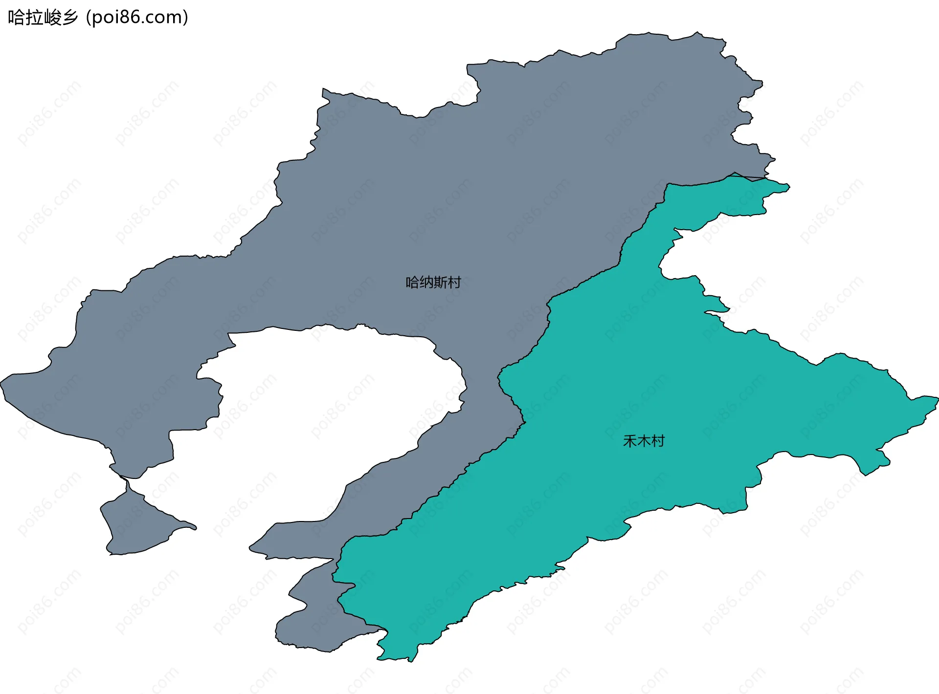 哈拉峻乡边界地图(五级行政区划)