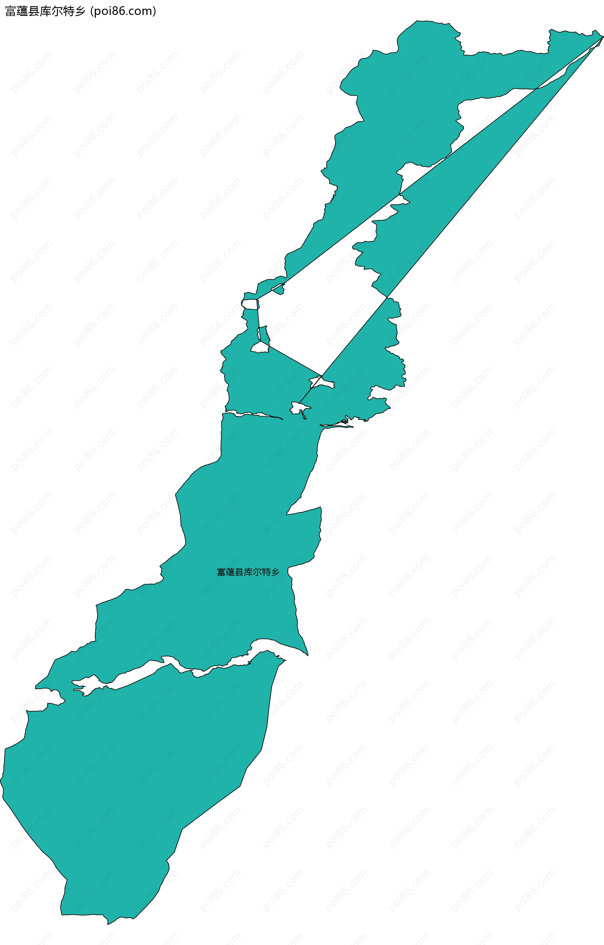 富蕴县库尔特乡边界地图