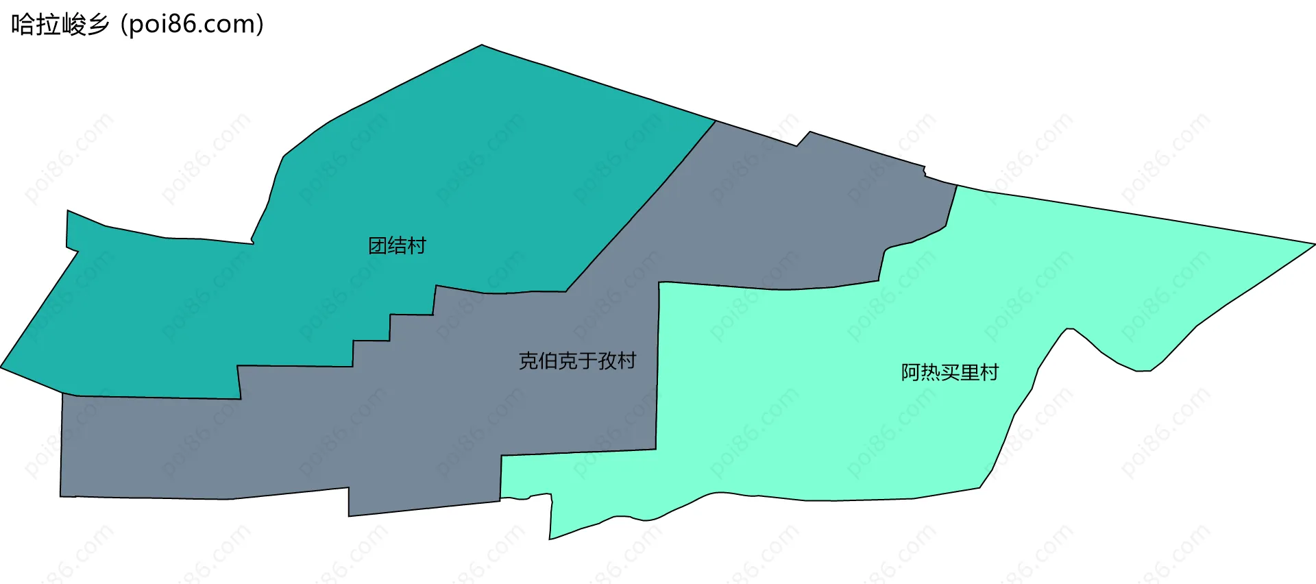 哈拉峻乡边界地图(五级行政区划)