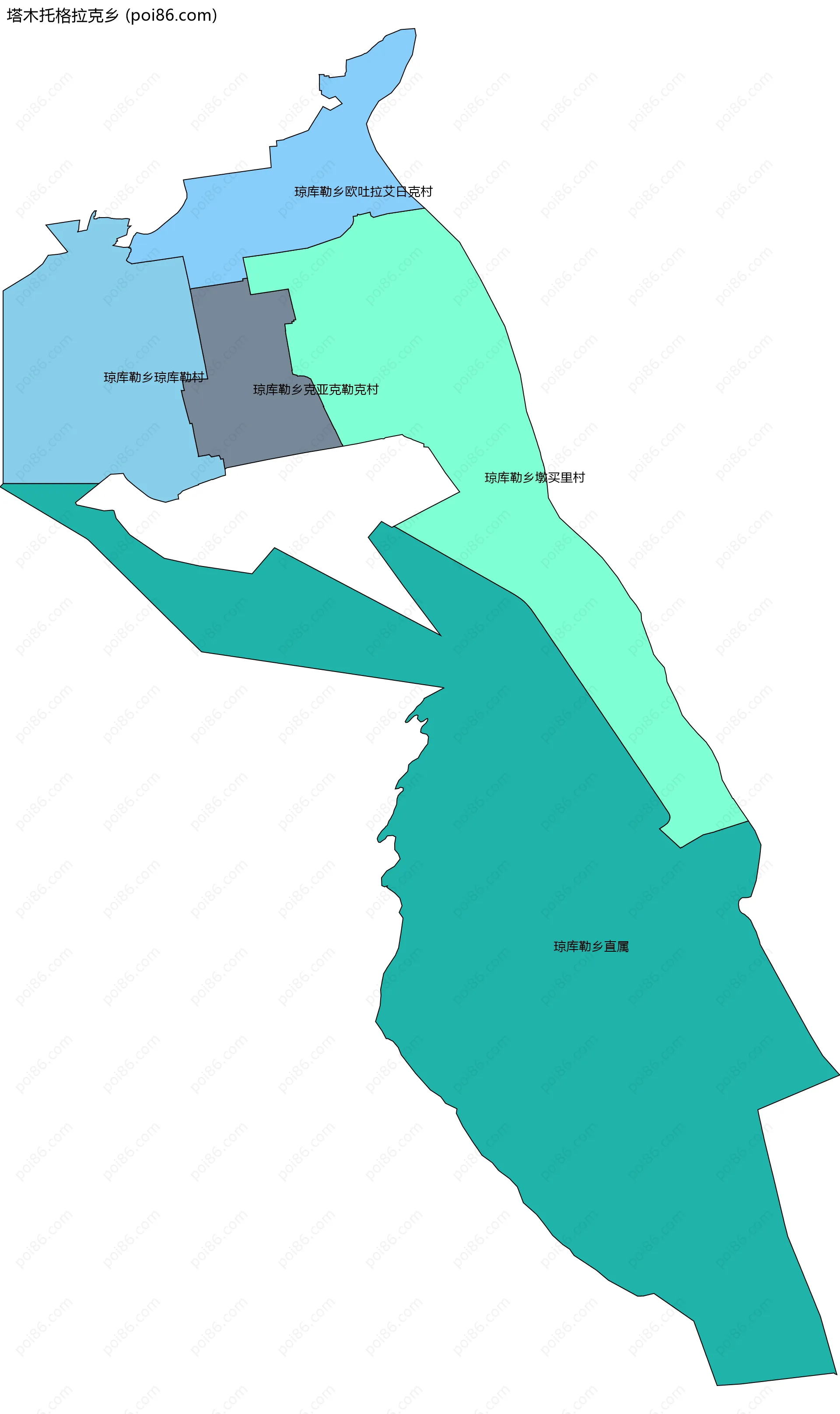 塔木托格拉克乡边界地图(五级行政区划)