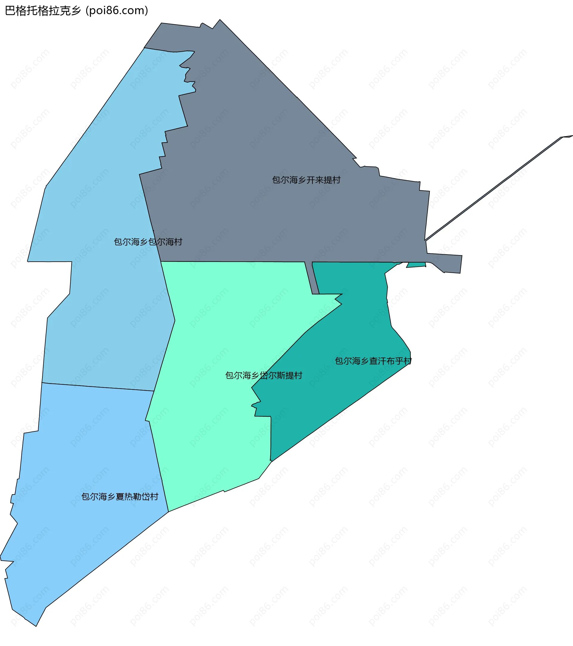 巴格托格拉克乡边界地图(五级行政区划)
