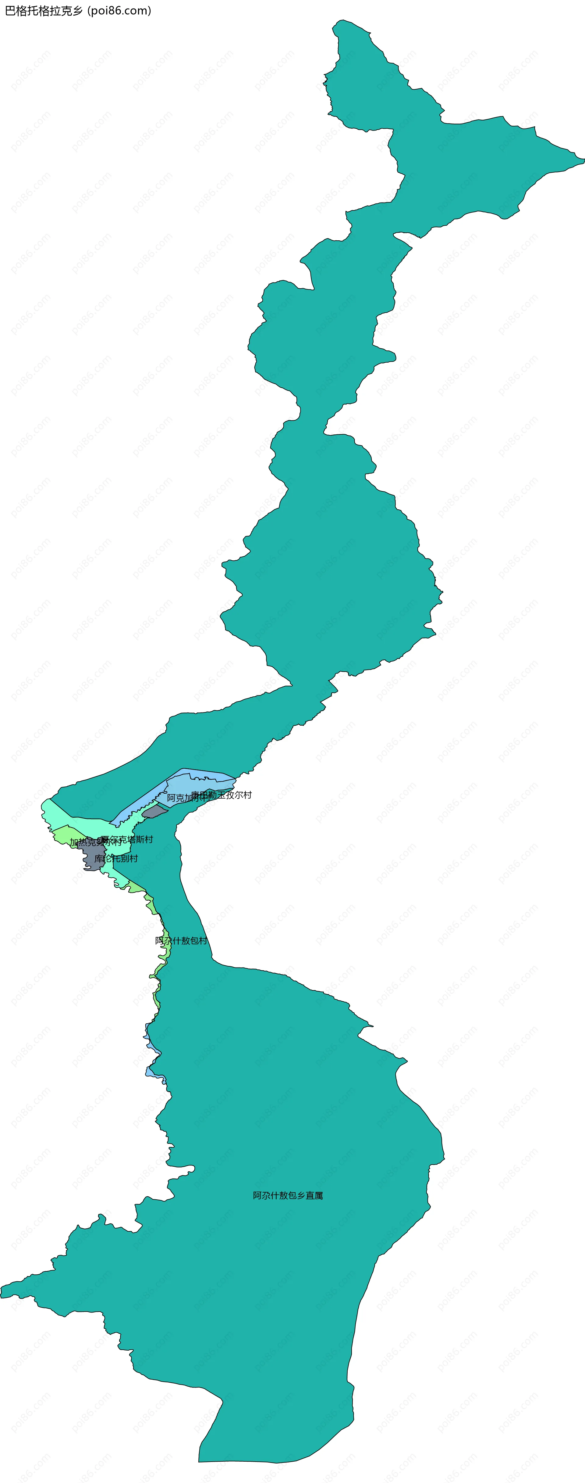 巴格托格拉克乡边界地图(五级行政区划)