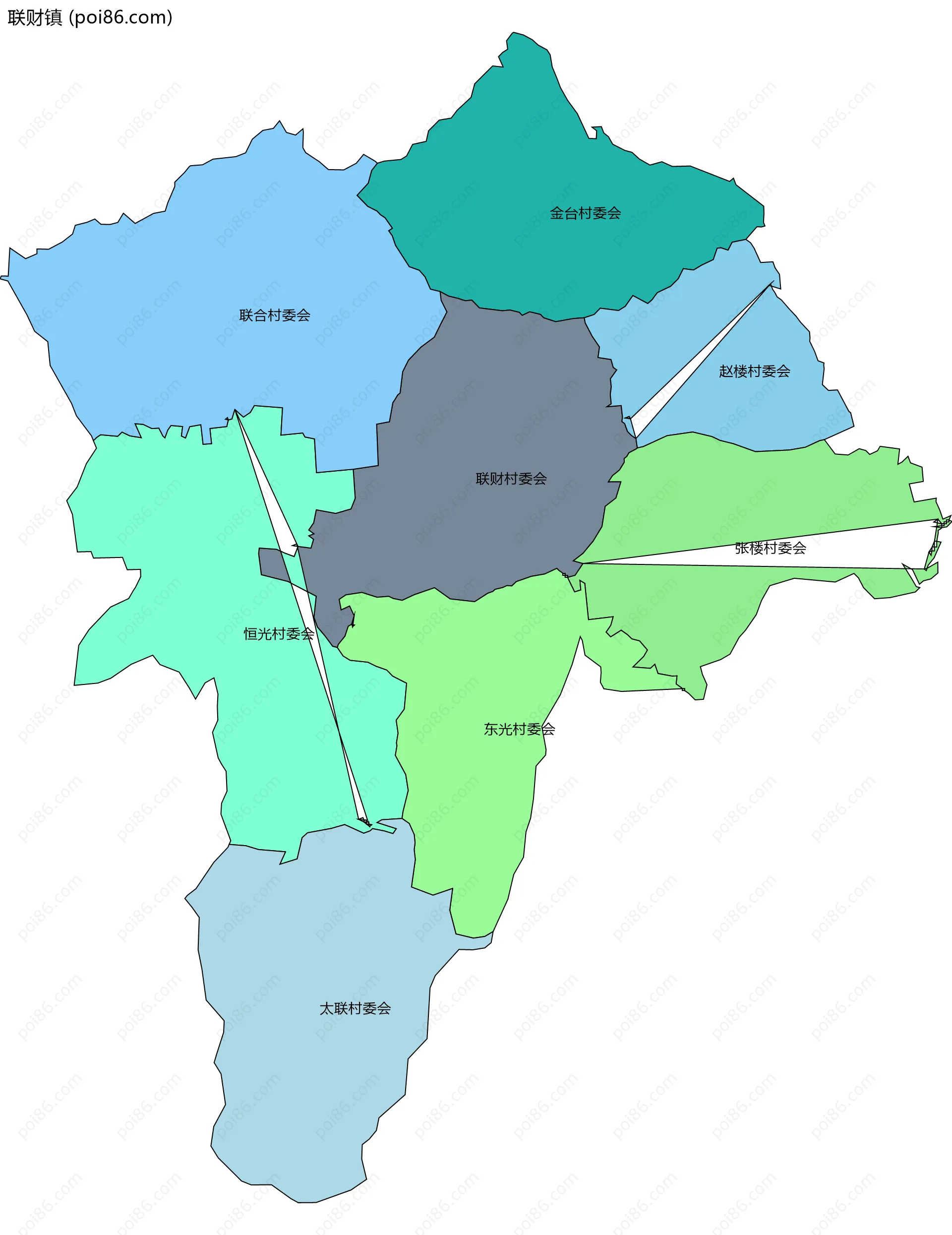 联财镇边界地图(五级行政区划)