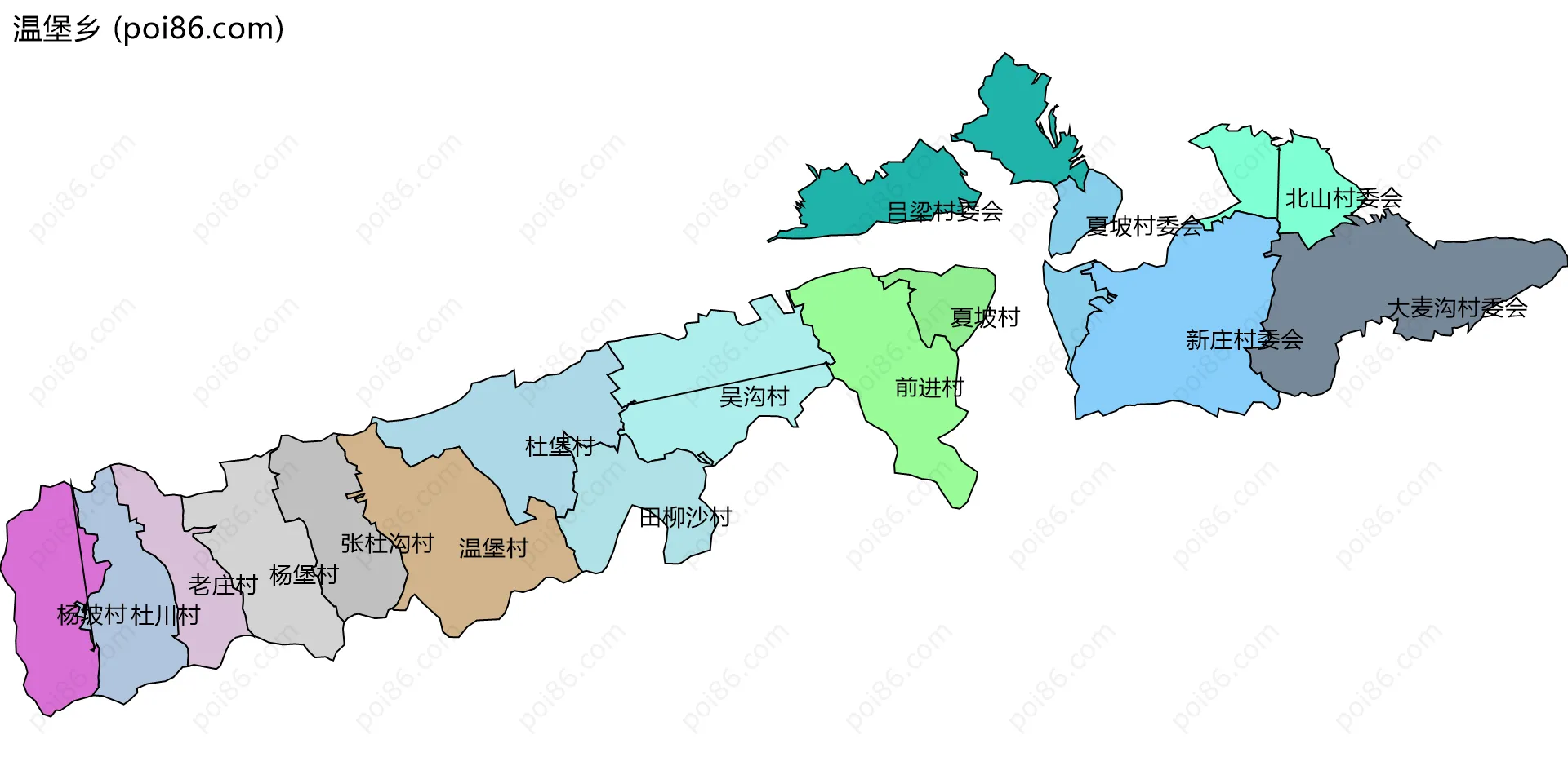 温堡乡边界地图(五级行政区划)