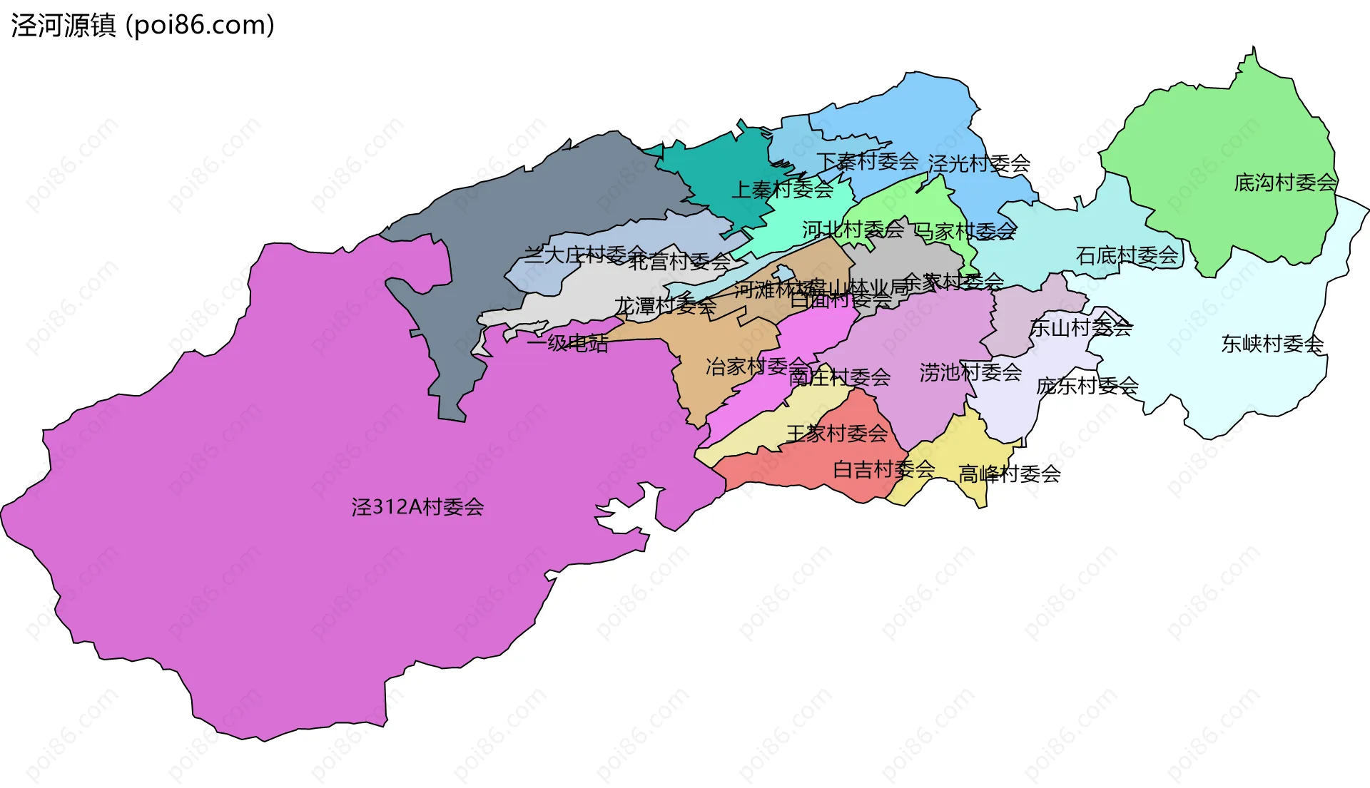 泾河源镇边界地图(五级行政区划)