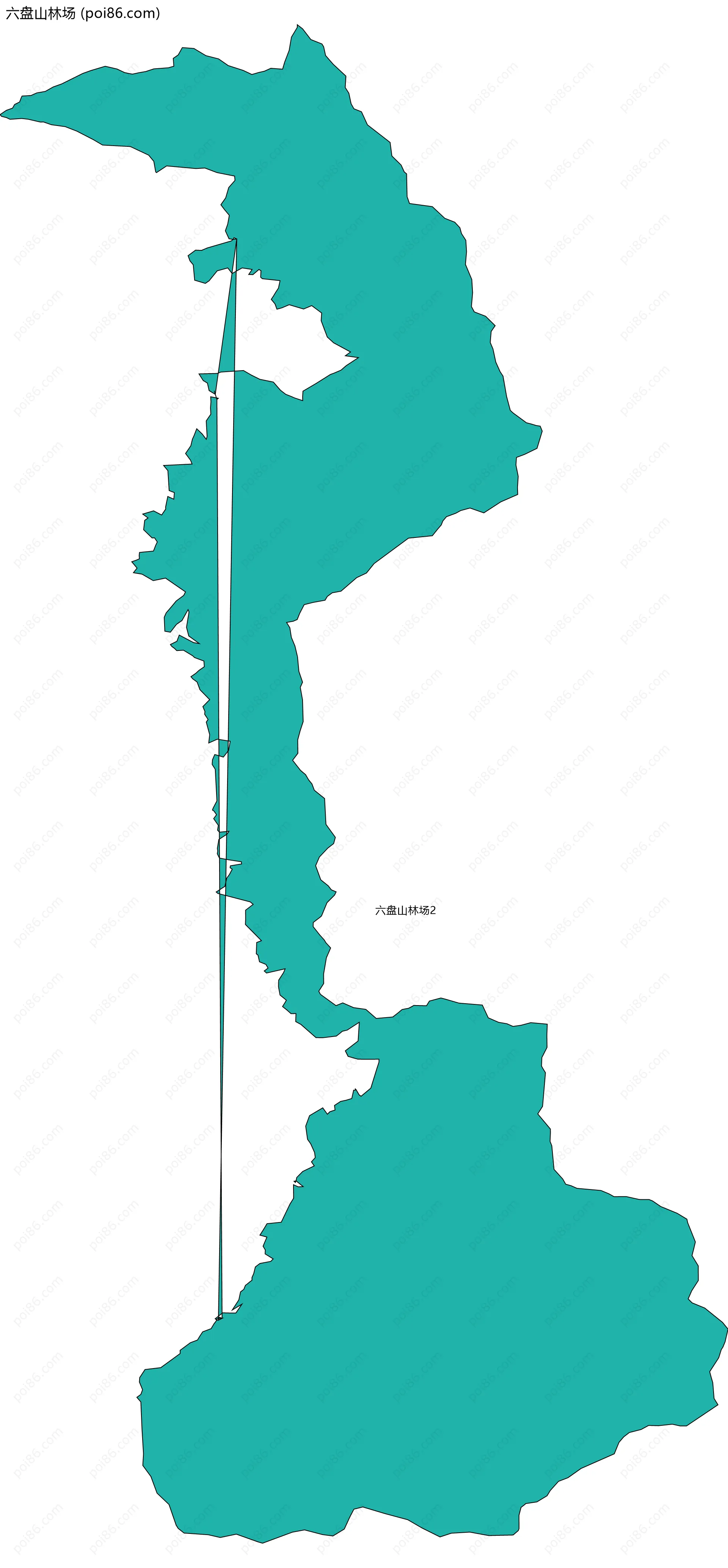 六盘山林场边界地图(五级行政区划)