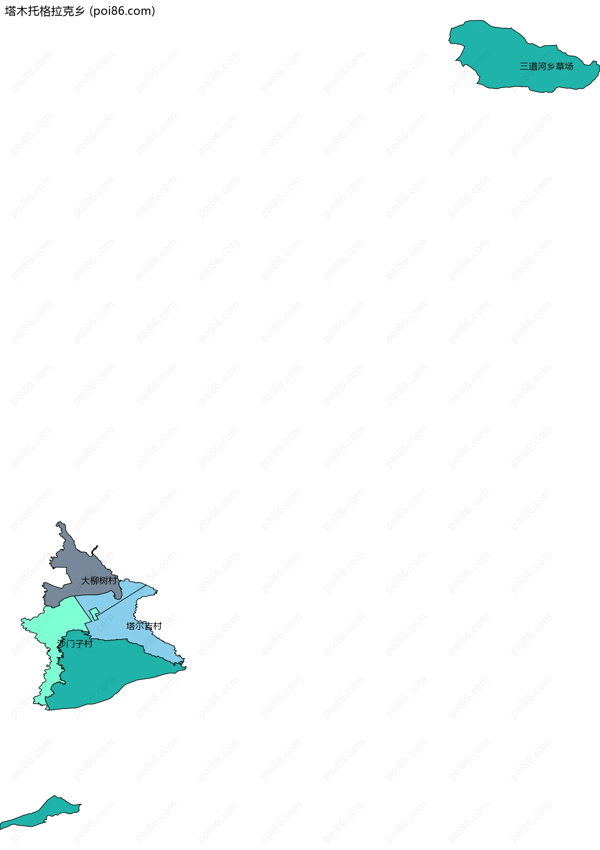 塔木托格拉克乡边界地图(五级行政区划)