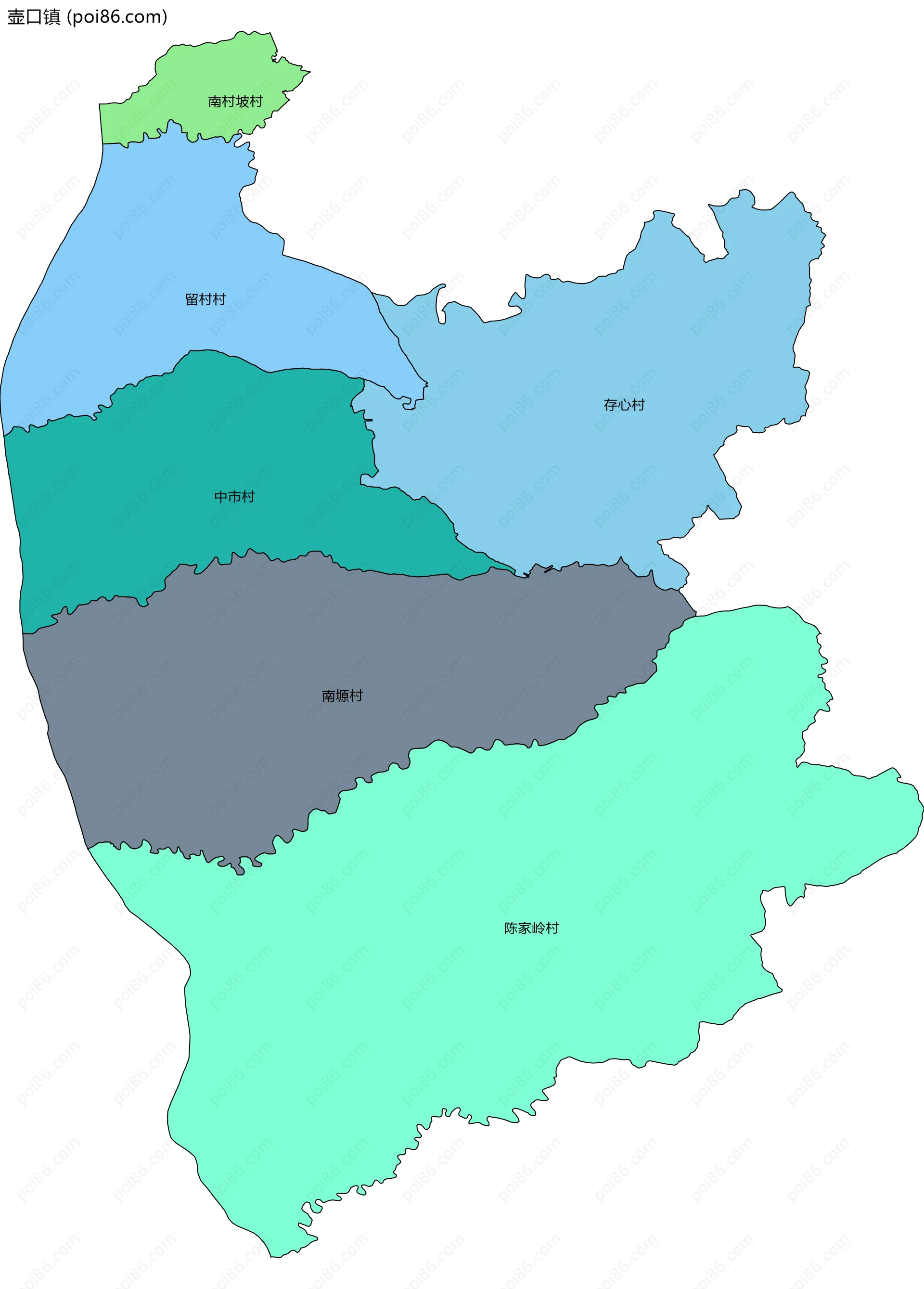 壶口镇边界地图(五级行政区划)
