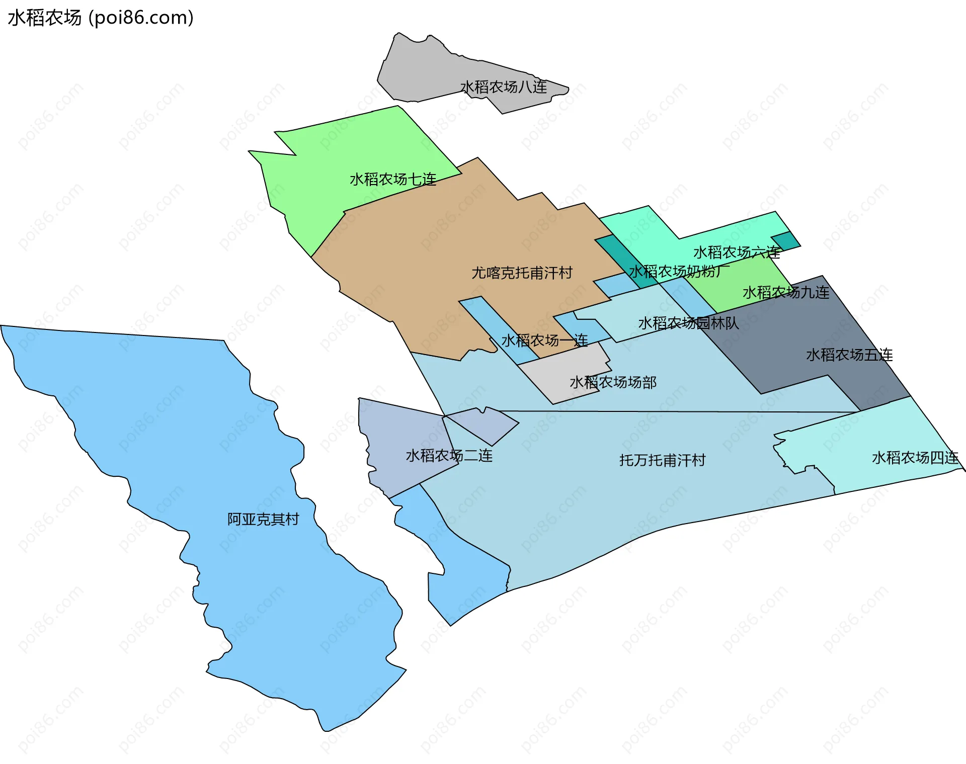 水稻农场边界地图(五级行政区划)