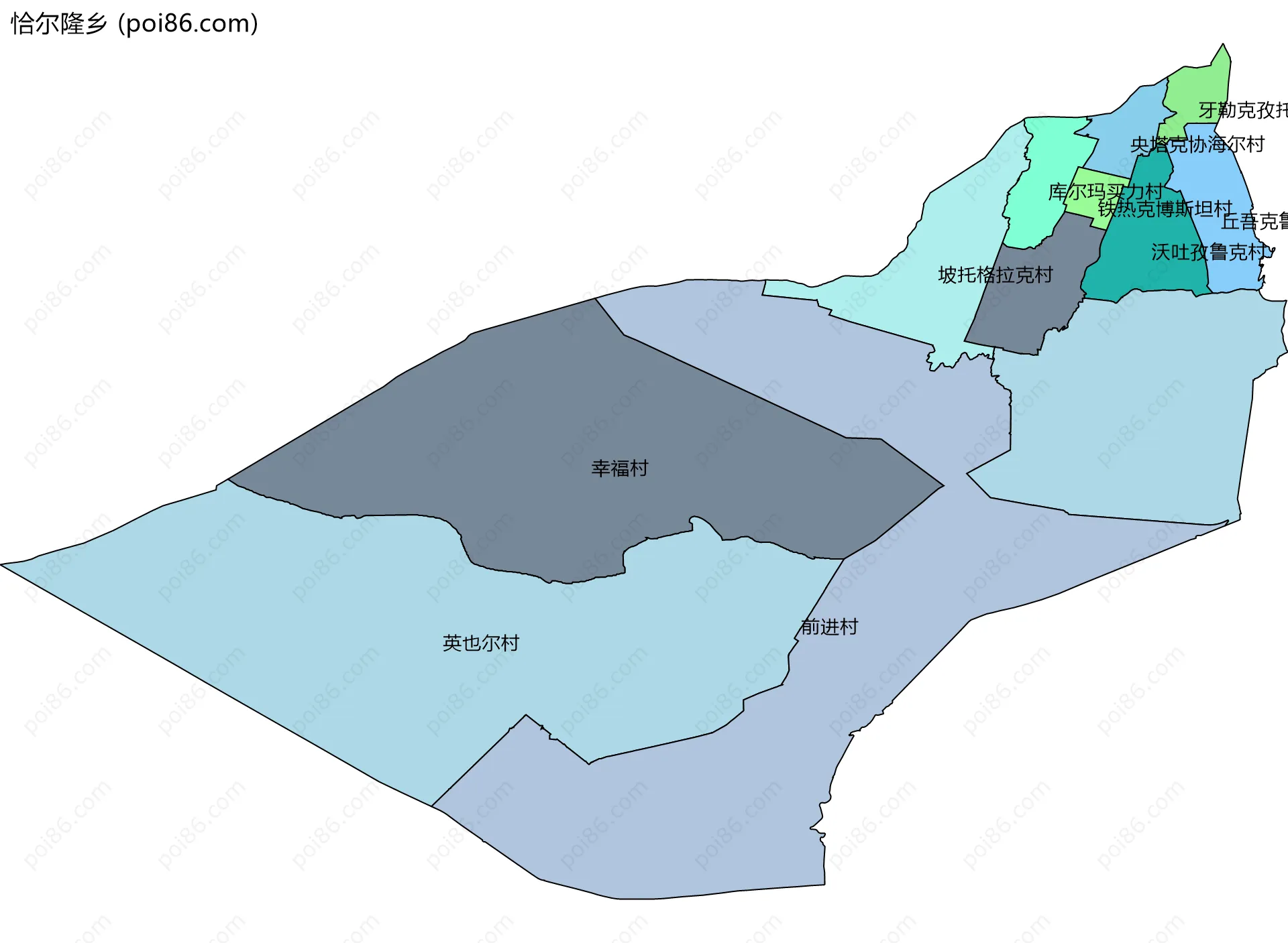 恰尔隆乡边界地图(五级行政区划)