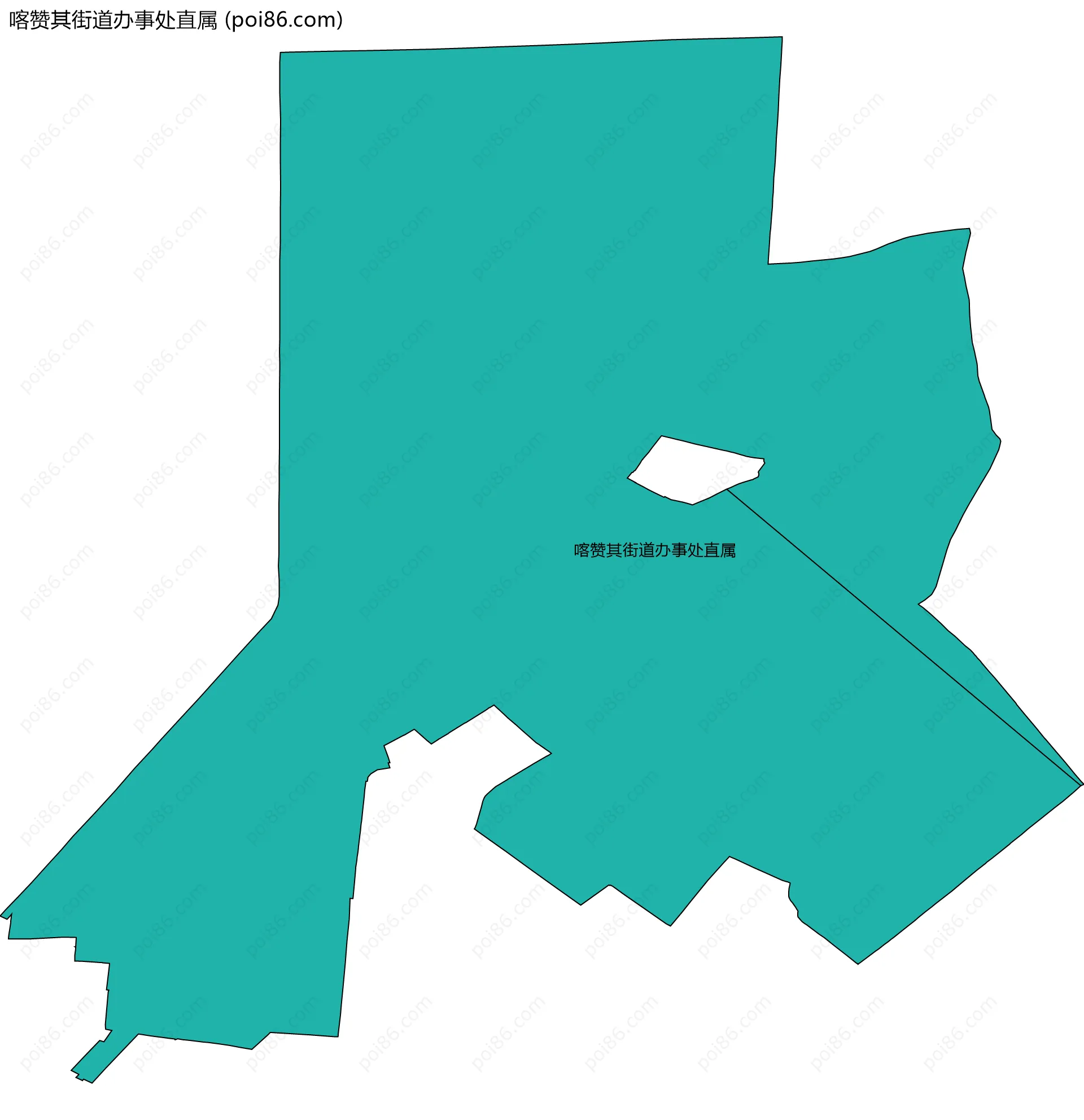 喀赞其街道办事处直属边界地图