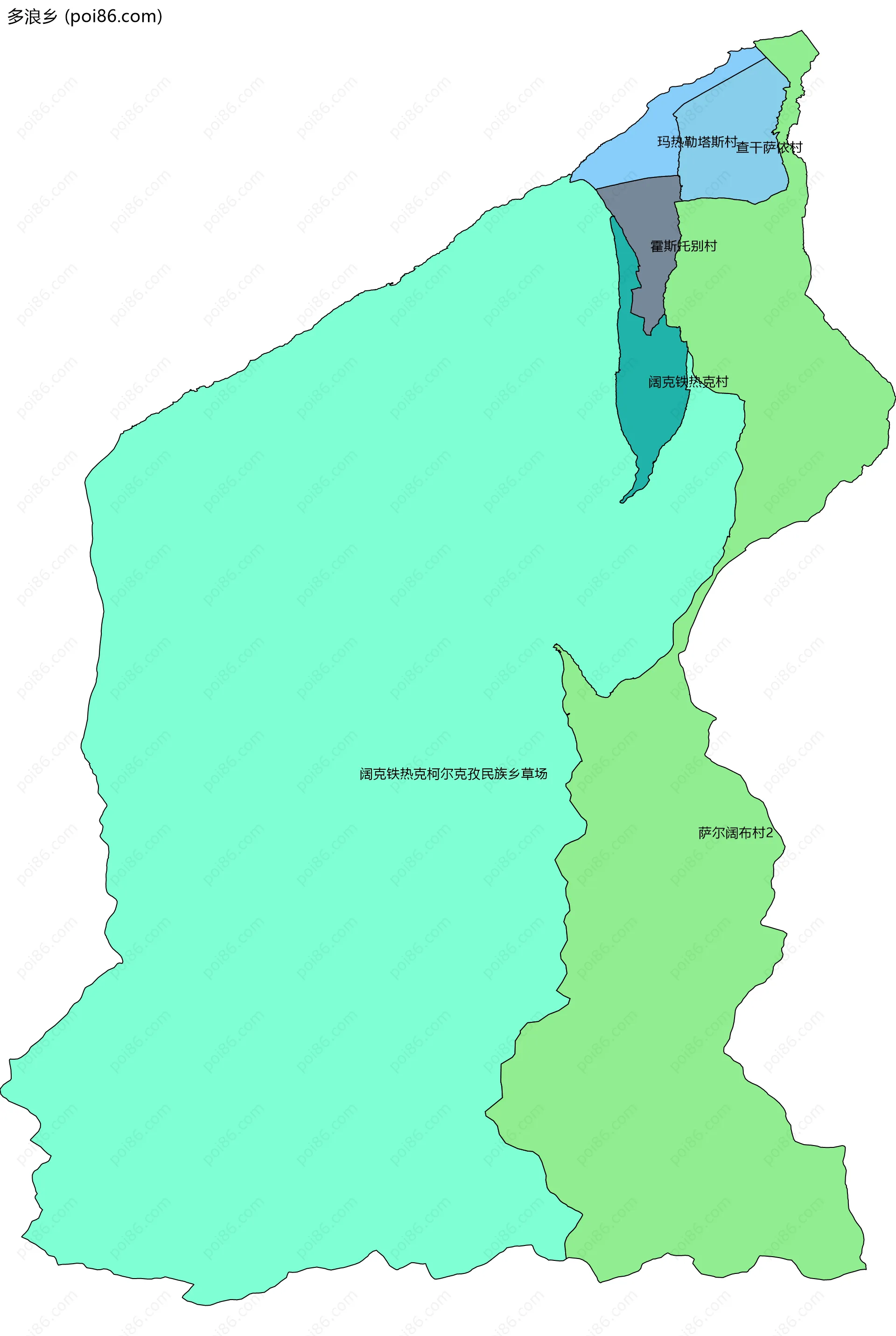 多浪乡边界地图(五级行政区划)