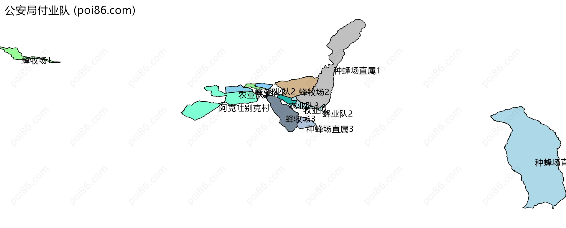 公安局付业队边界地图(五级行政区划)