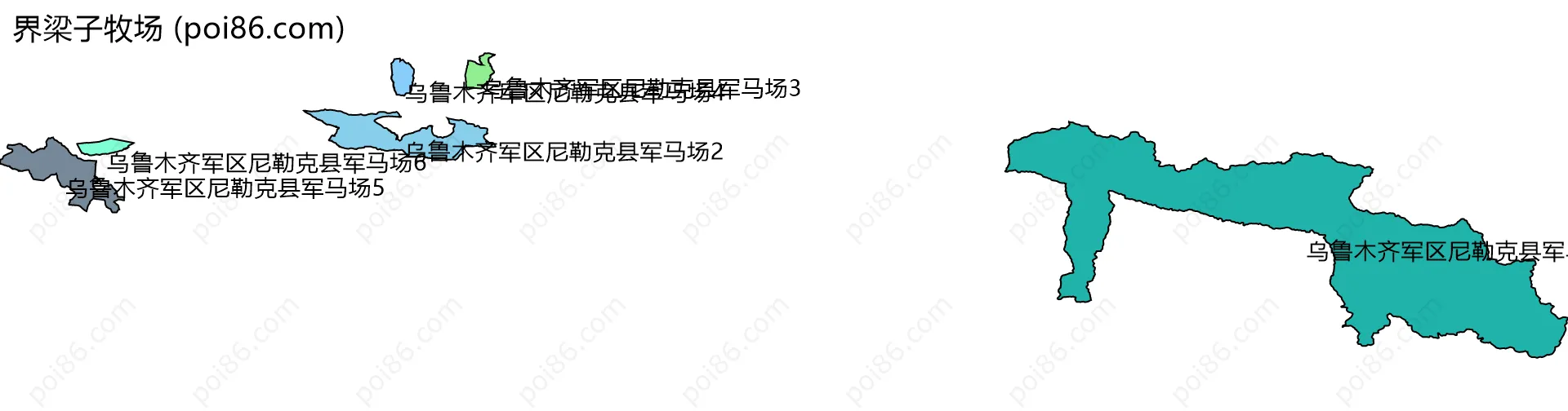 界梁子牧场边界地图(五级行政区划)