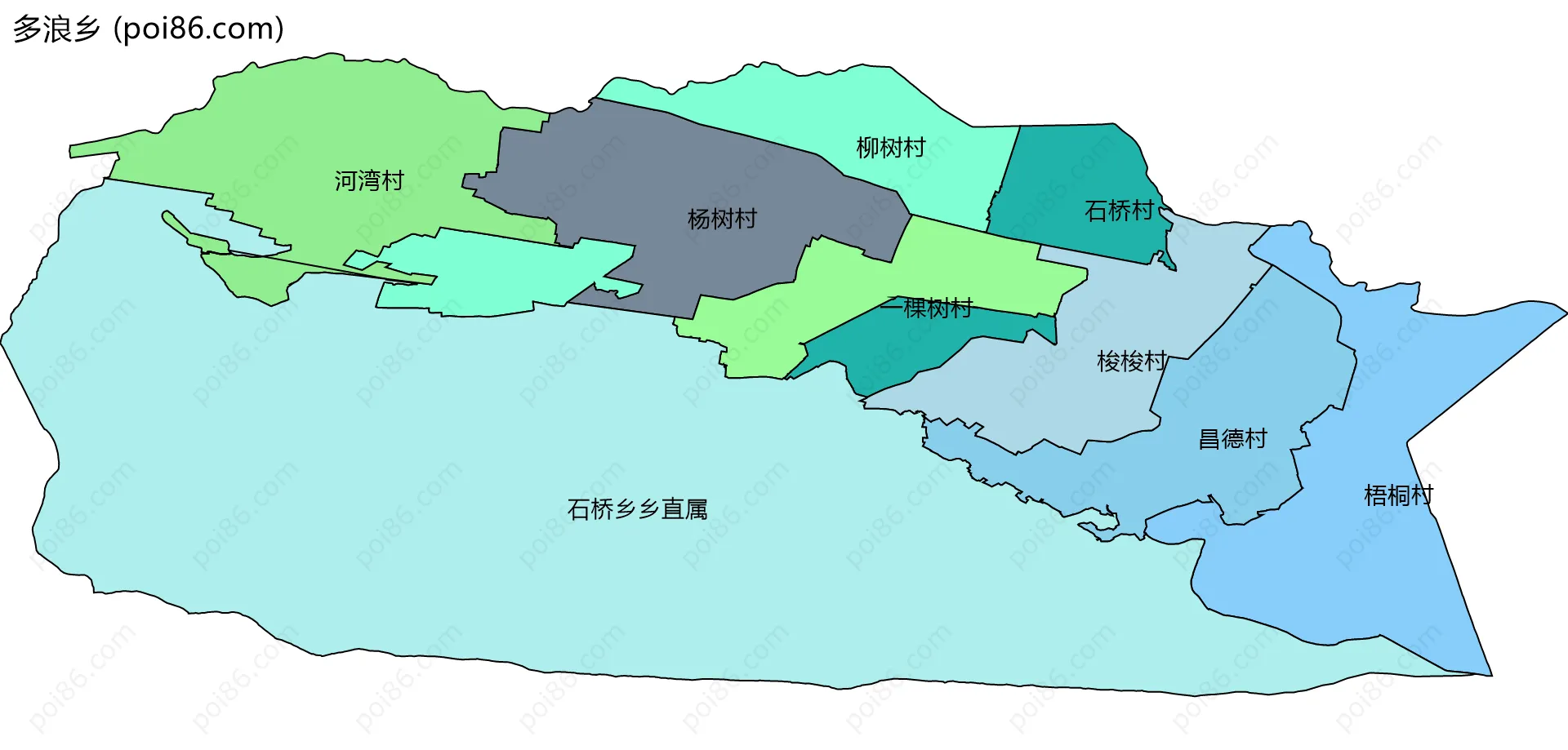 多浪乡边界地图(五级行政区划)