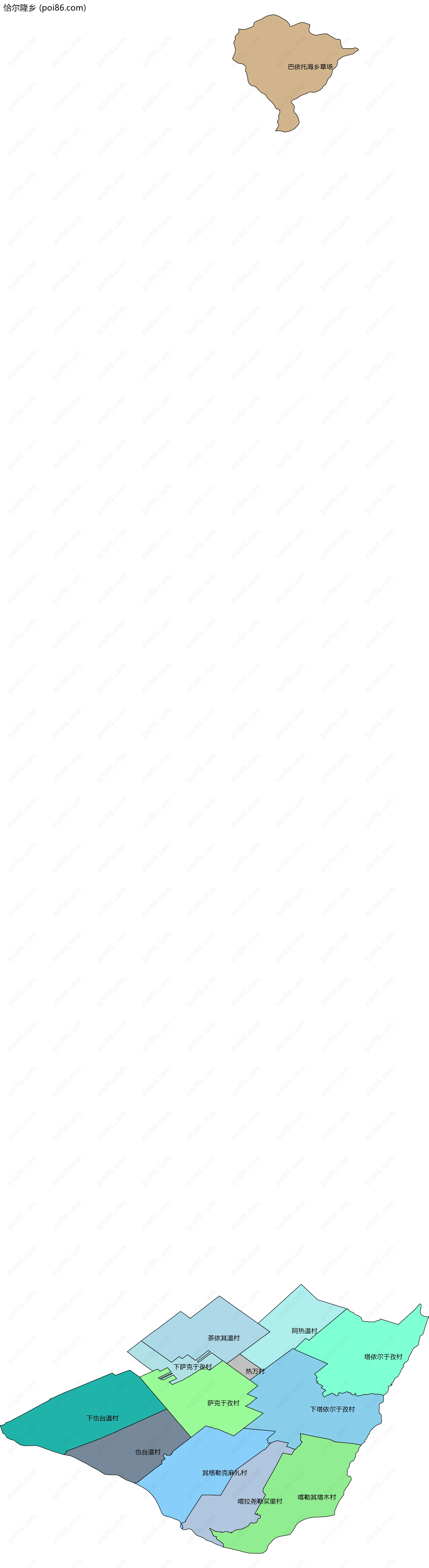 恰尔隆乡边界地图(五级行政区划)