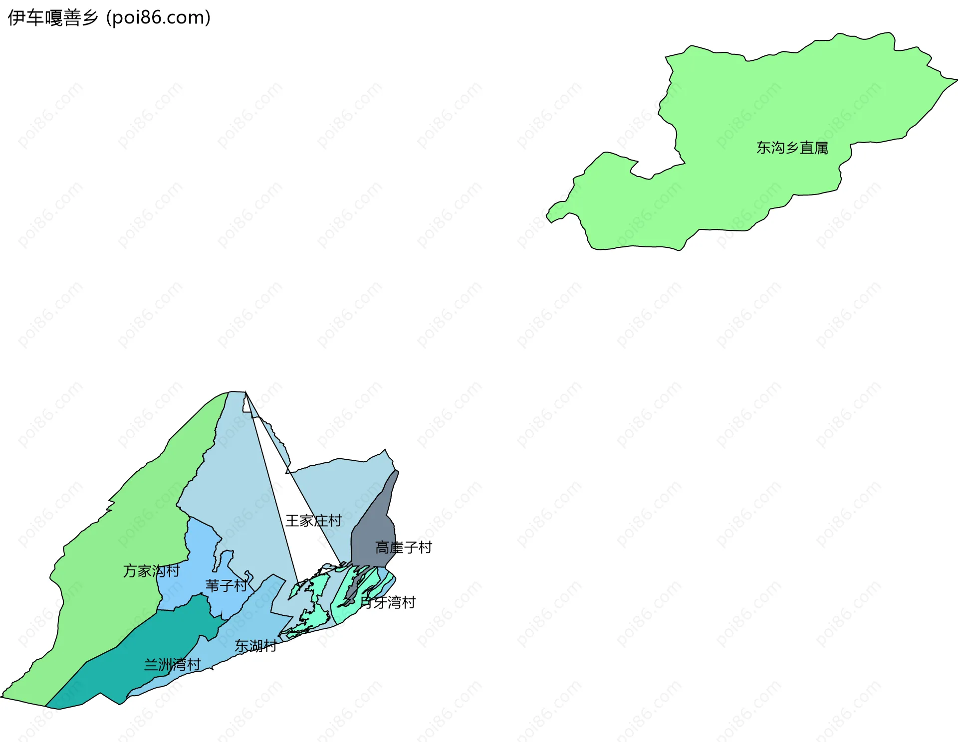伊车嘎善乡边界地图(五级行政区划)