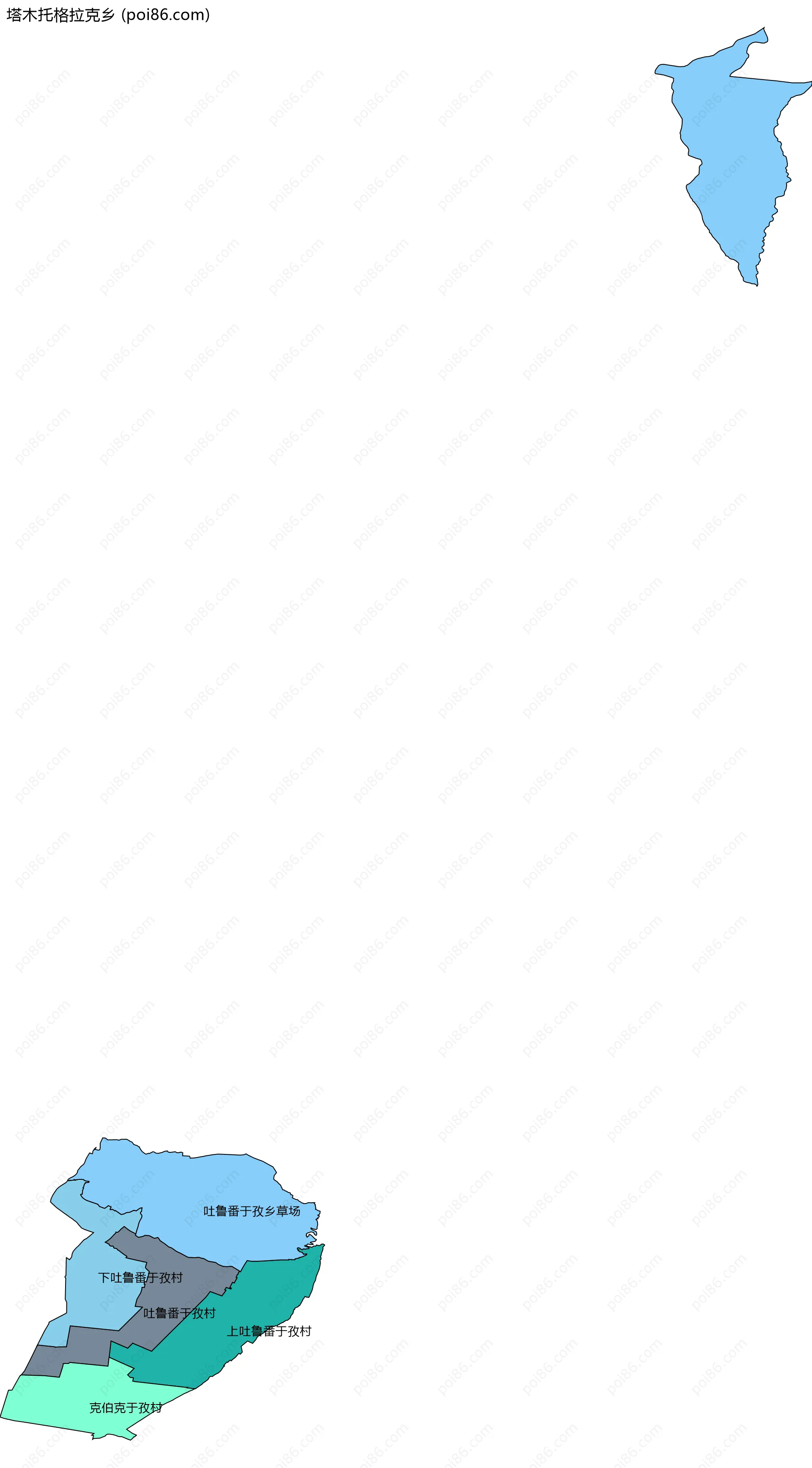 塔木托格拉克乡边界地图(五级行政区划)