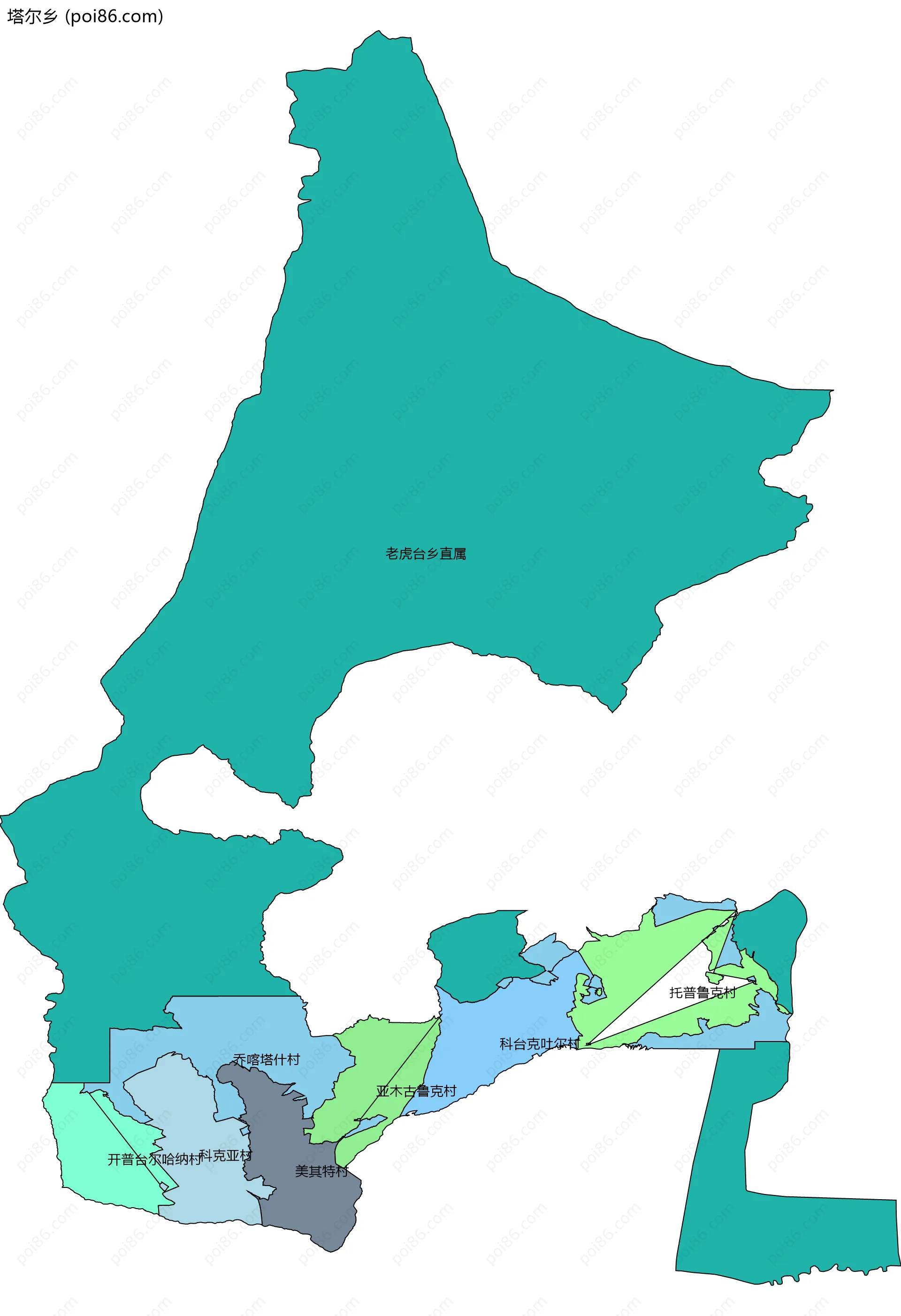 塔尔乡边界地图(五级行政区划)