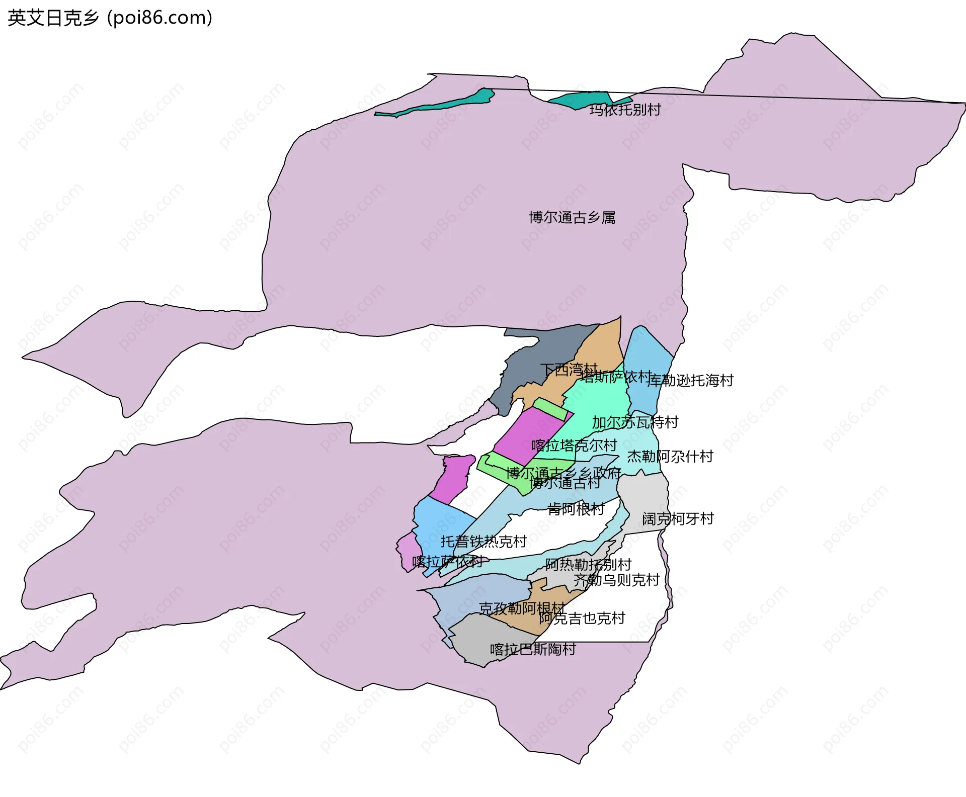 英艾日克乡边界地图(五级行政区划)