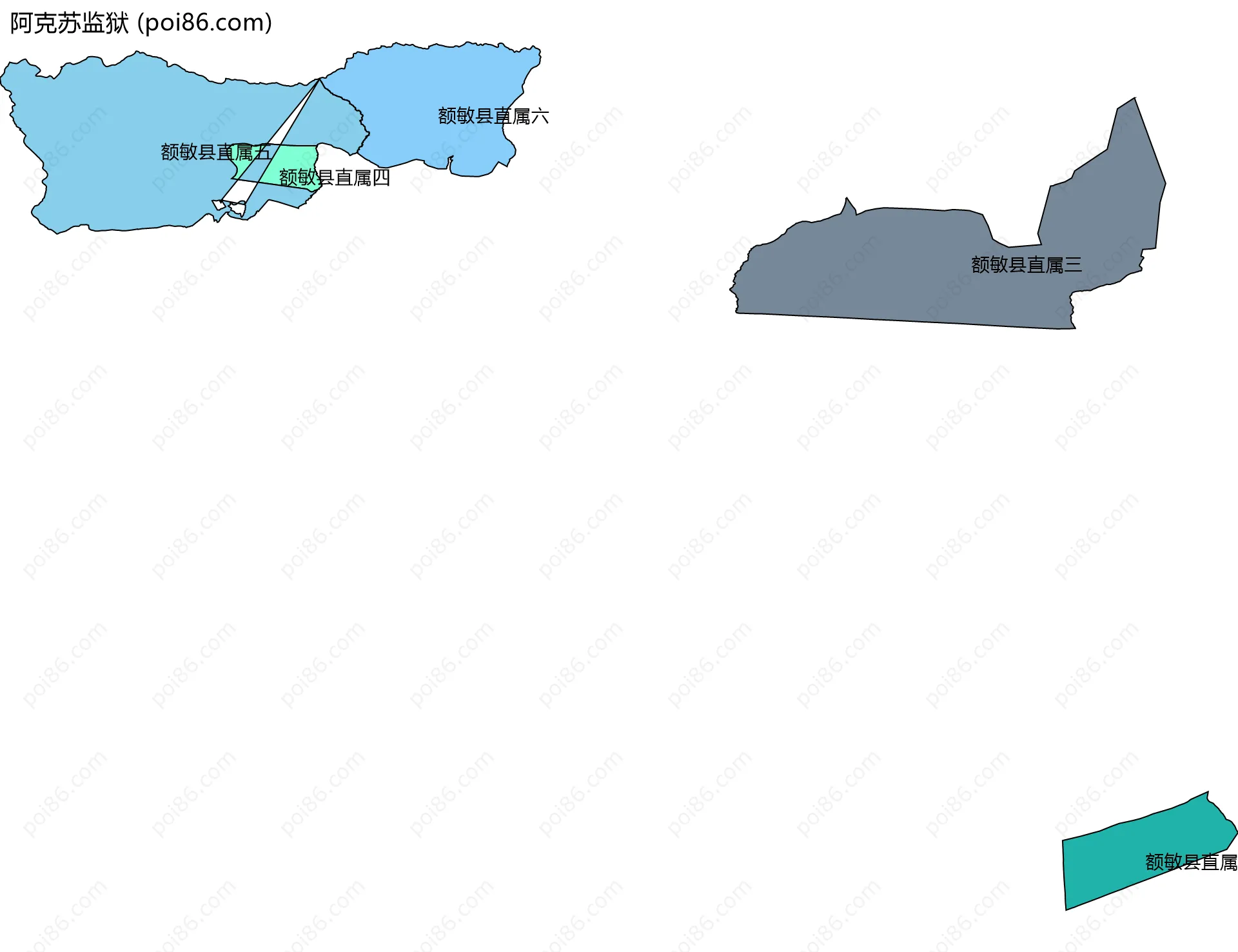 阿克苏监狱边界地图(五级行政区划)