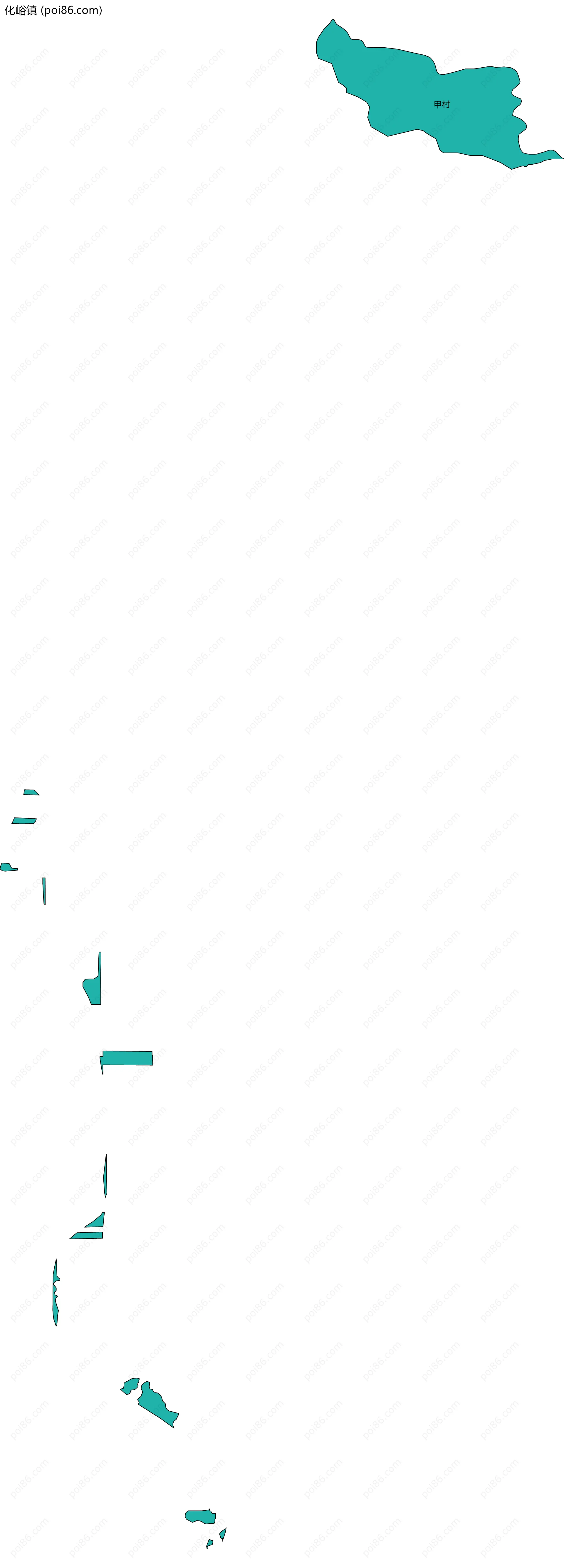 化峪镇边界地图(五级行政区划)