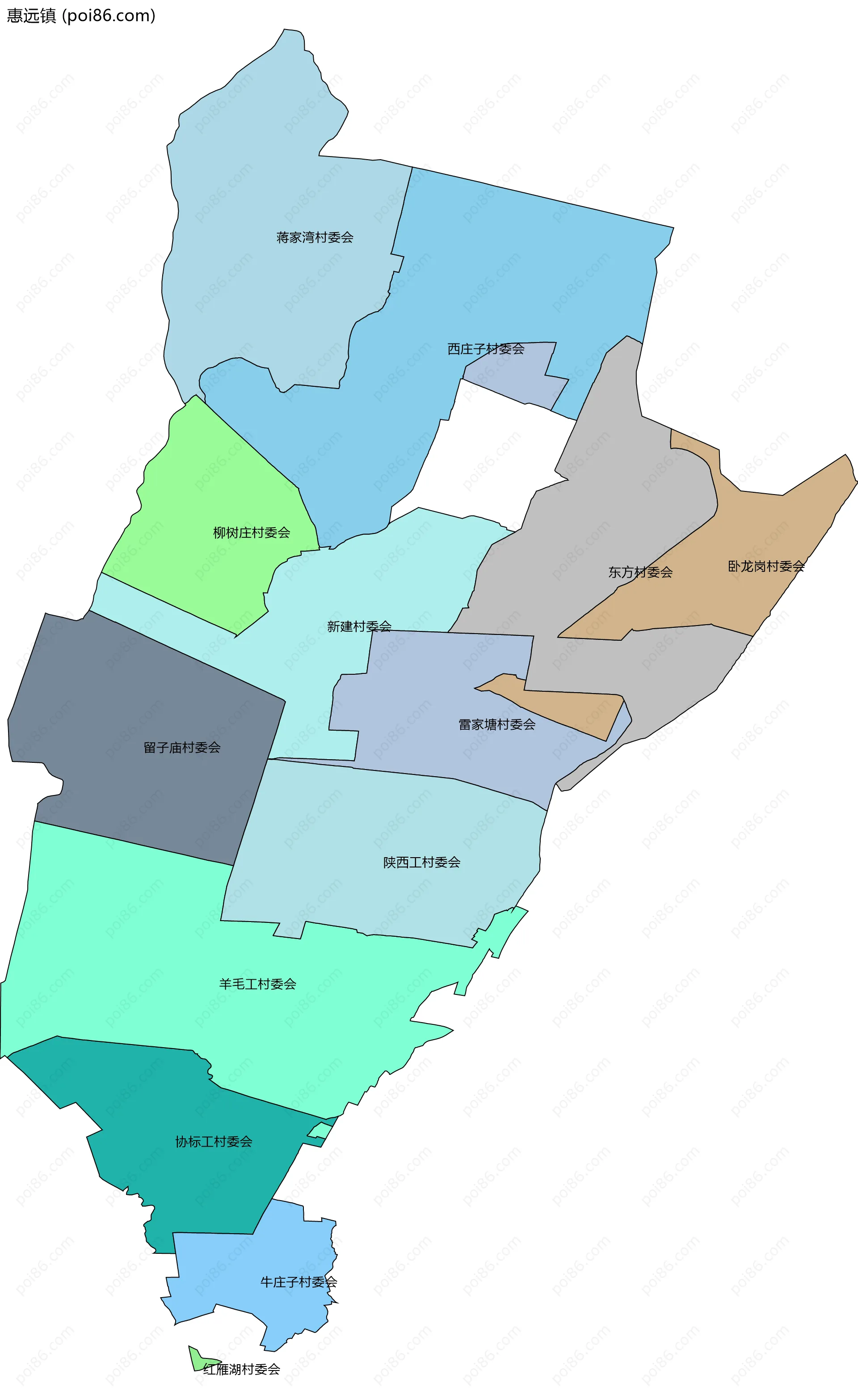 惠远镇边界地图(五级行政区划)