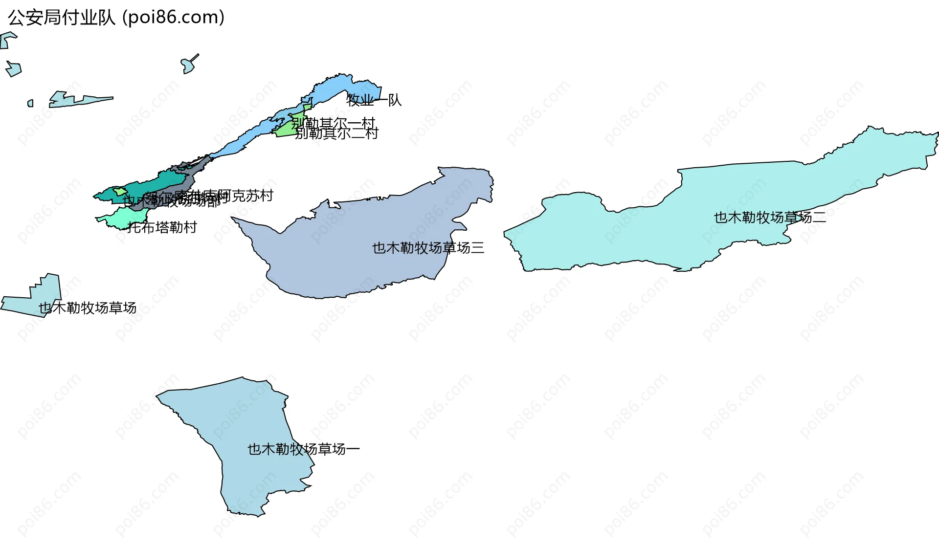 公安局付业队边界地图(五级行政区划)