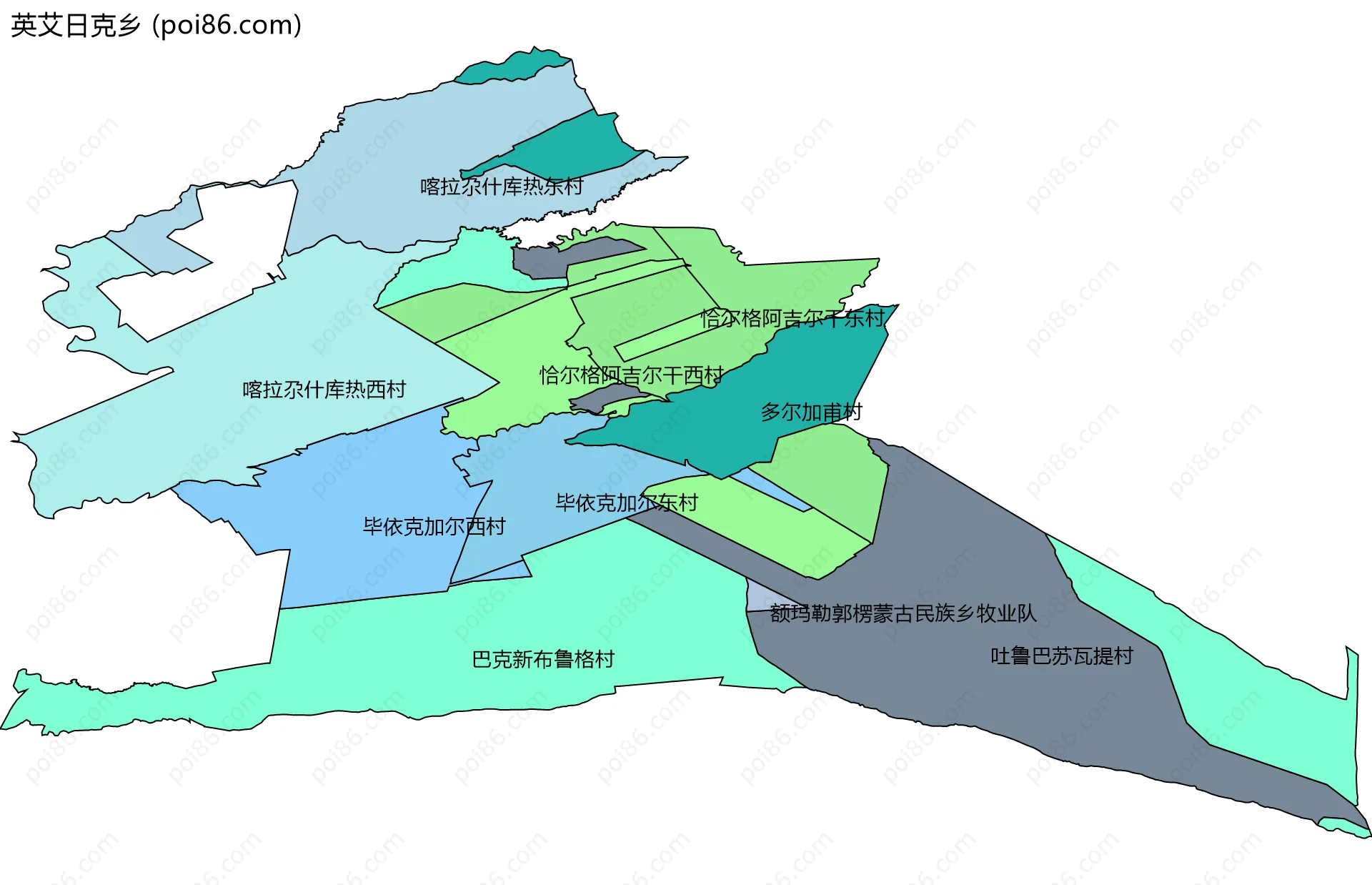 英艾日克乡边界地图(五级行政区划)