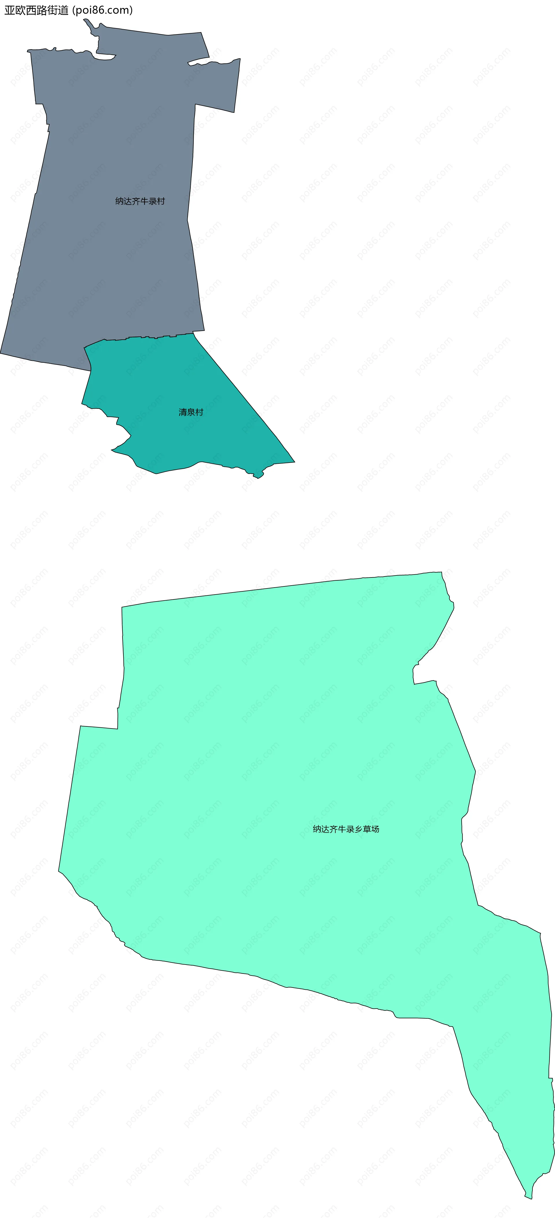 亚欧西路街道边界地图(五级行政区划)