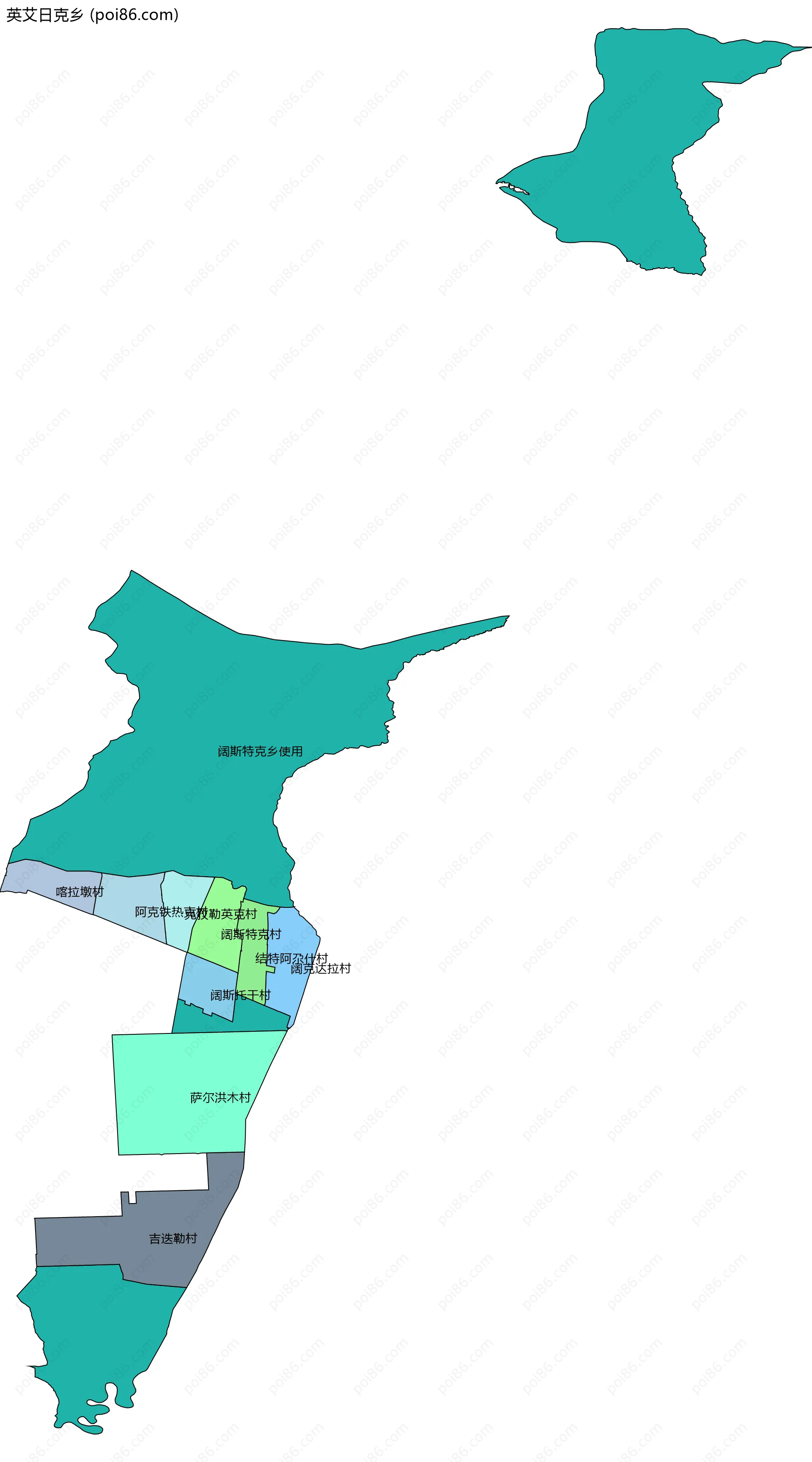 英艾日克乡边界地图(五级行政区划)