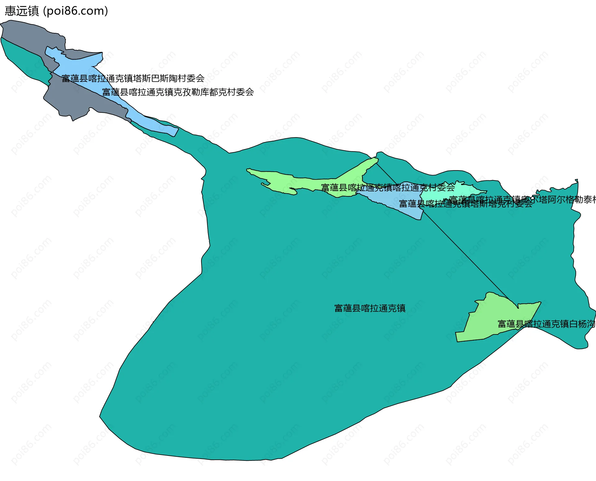 惠远镇边界地图(五级行政区划)