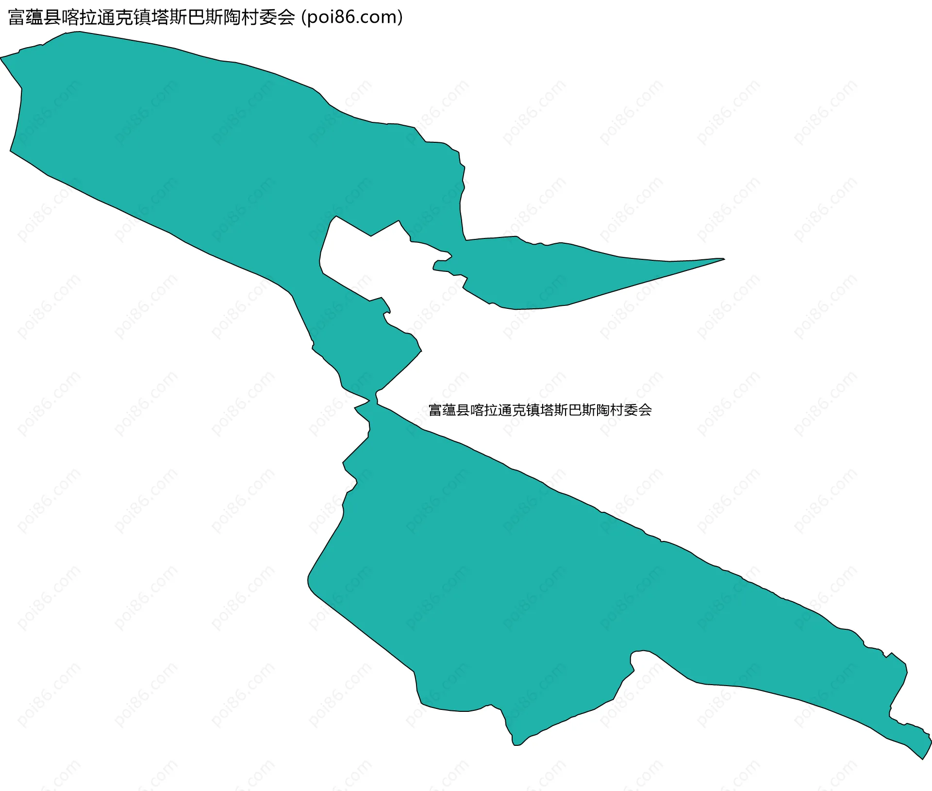 富蕴县喀拉通克镇塔斯巴斯陶村委会边界地图