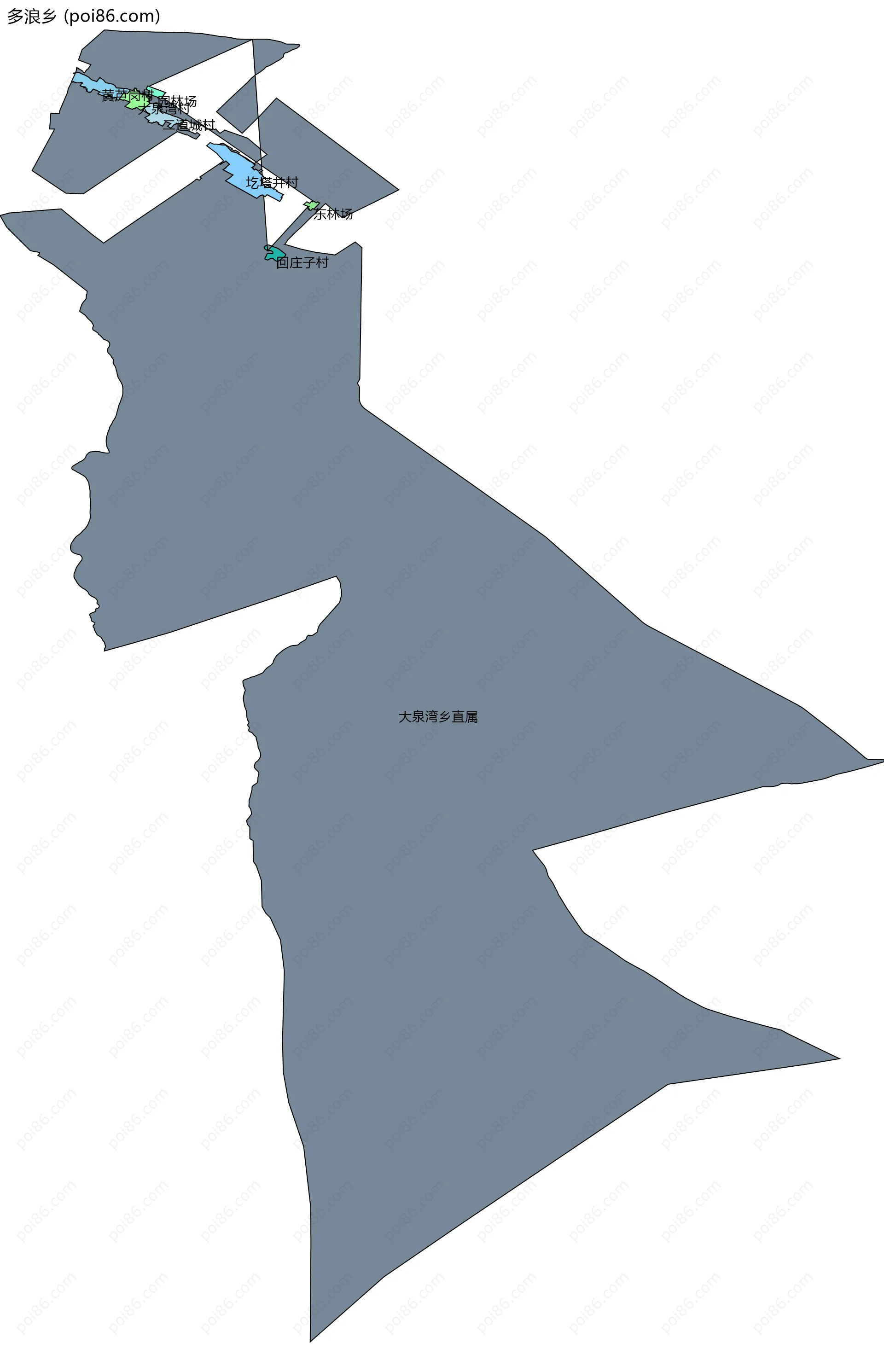 多浪乡边界地图(五级行政区划)