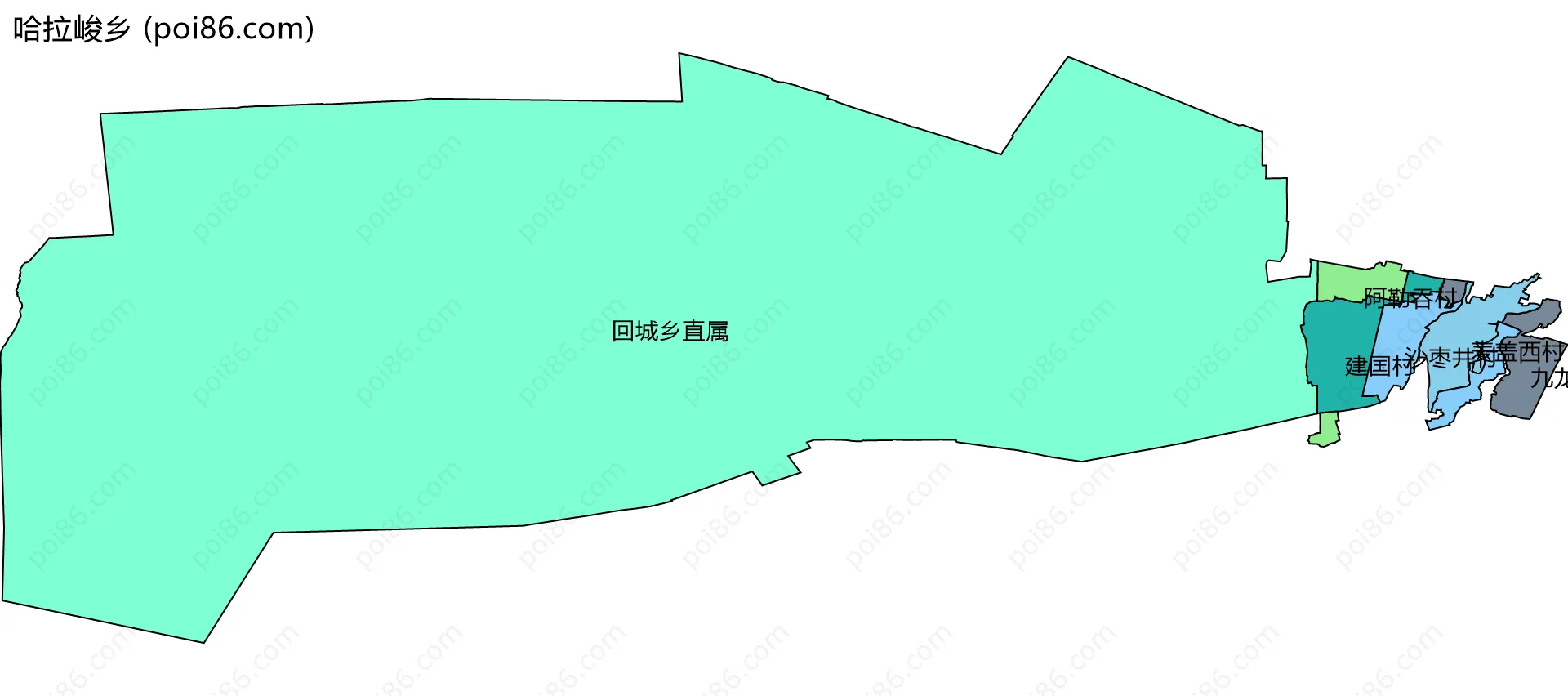 哈拉峻乡边界地图(五级行政区划)