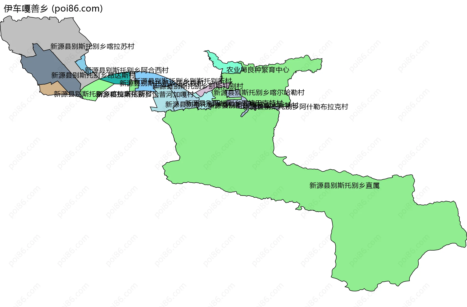 伊车嘎善乡边界地图(五级行政区划)
