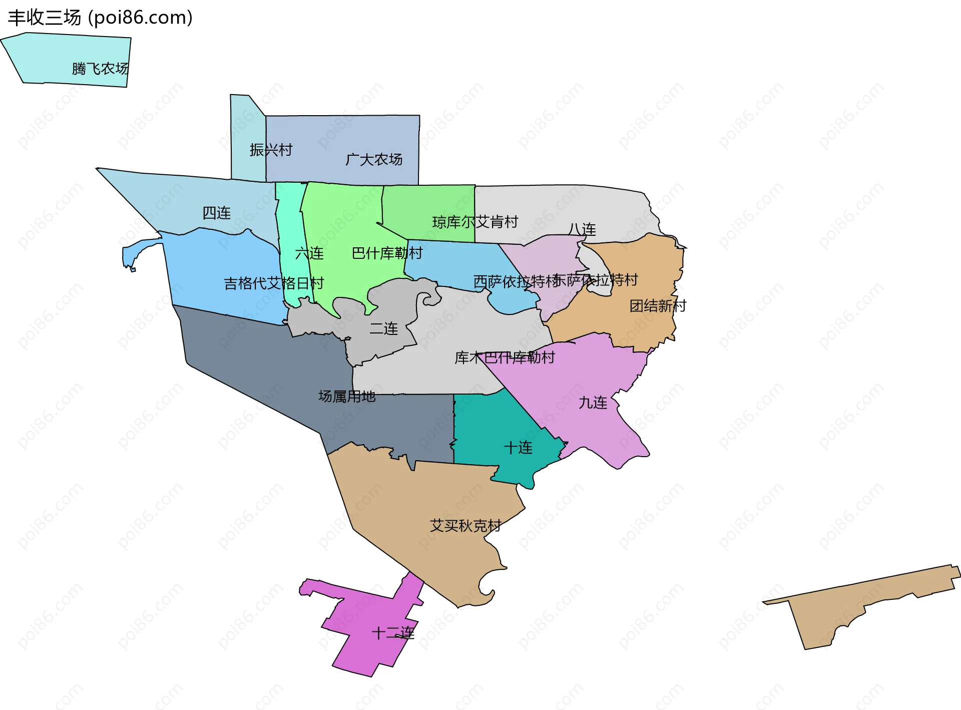 丰收三场边界地图(五级行政区划)