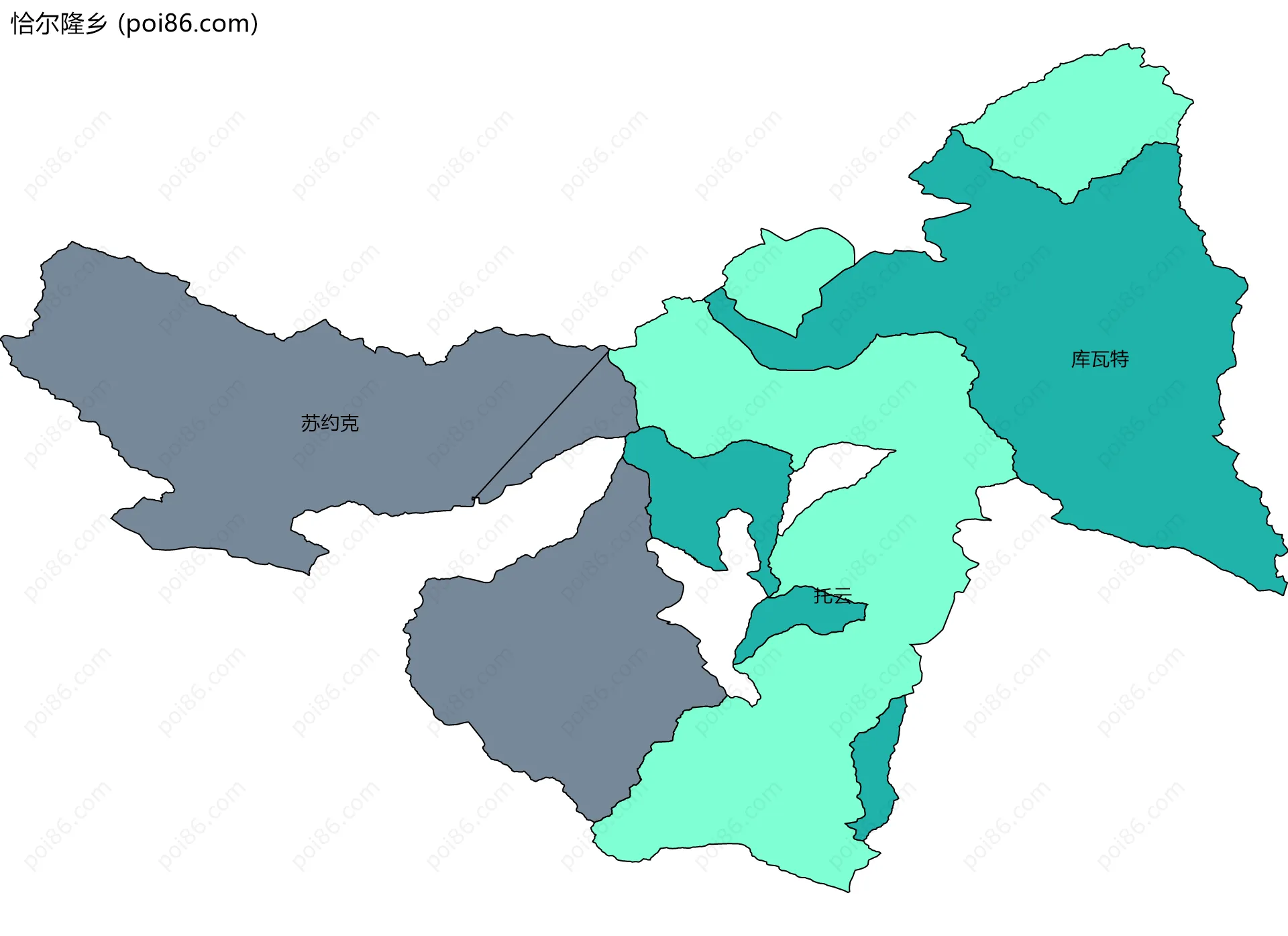 恰尔隆乡边界地图(五级行政区划)