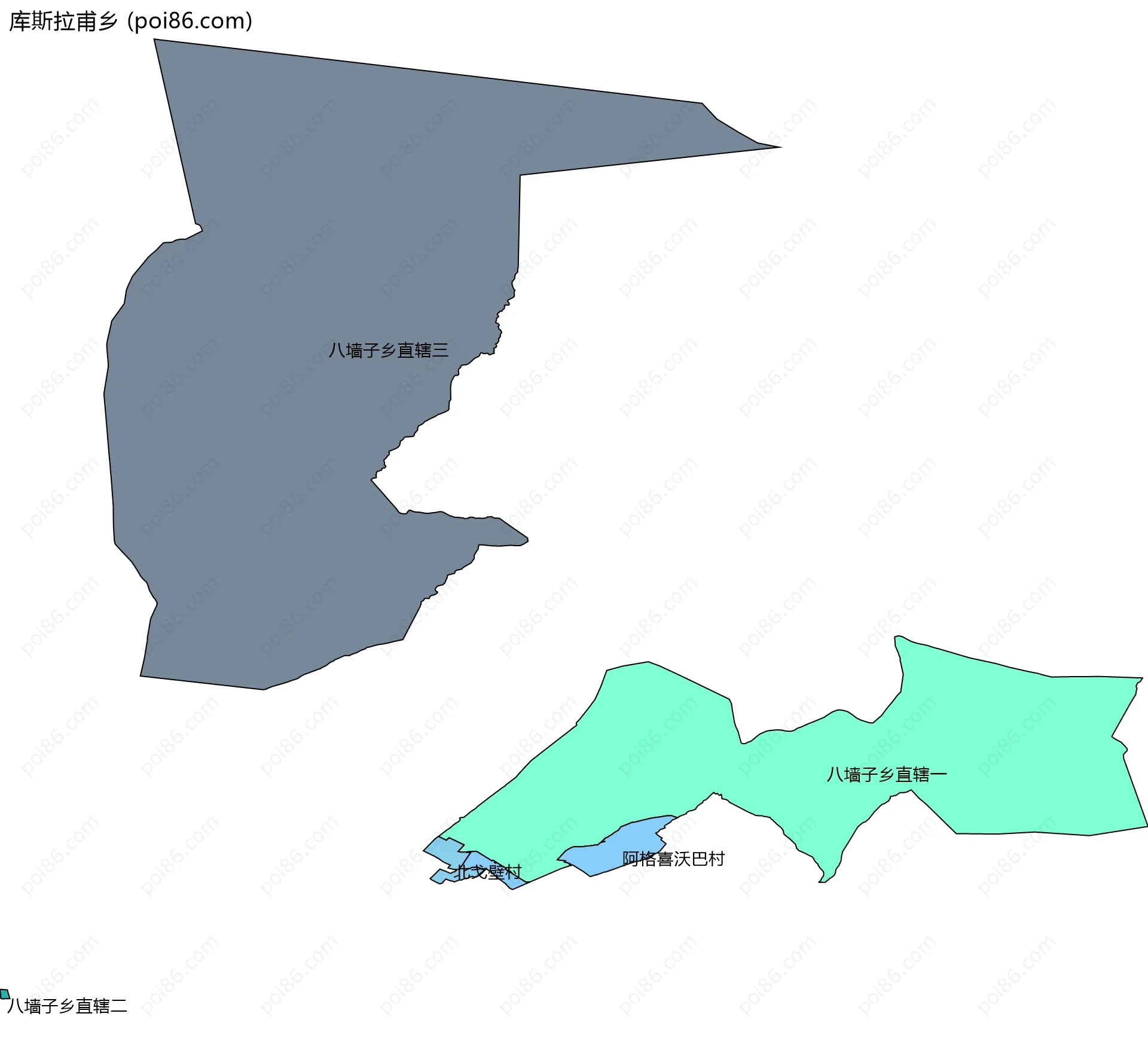 库斯拉甫乡边界地图(五级行政区划)