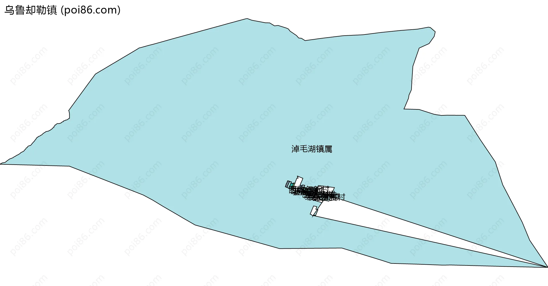 乌鲁却勒镇边界地图(五级行政区划)