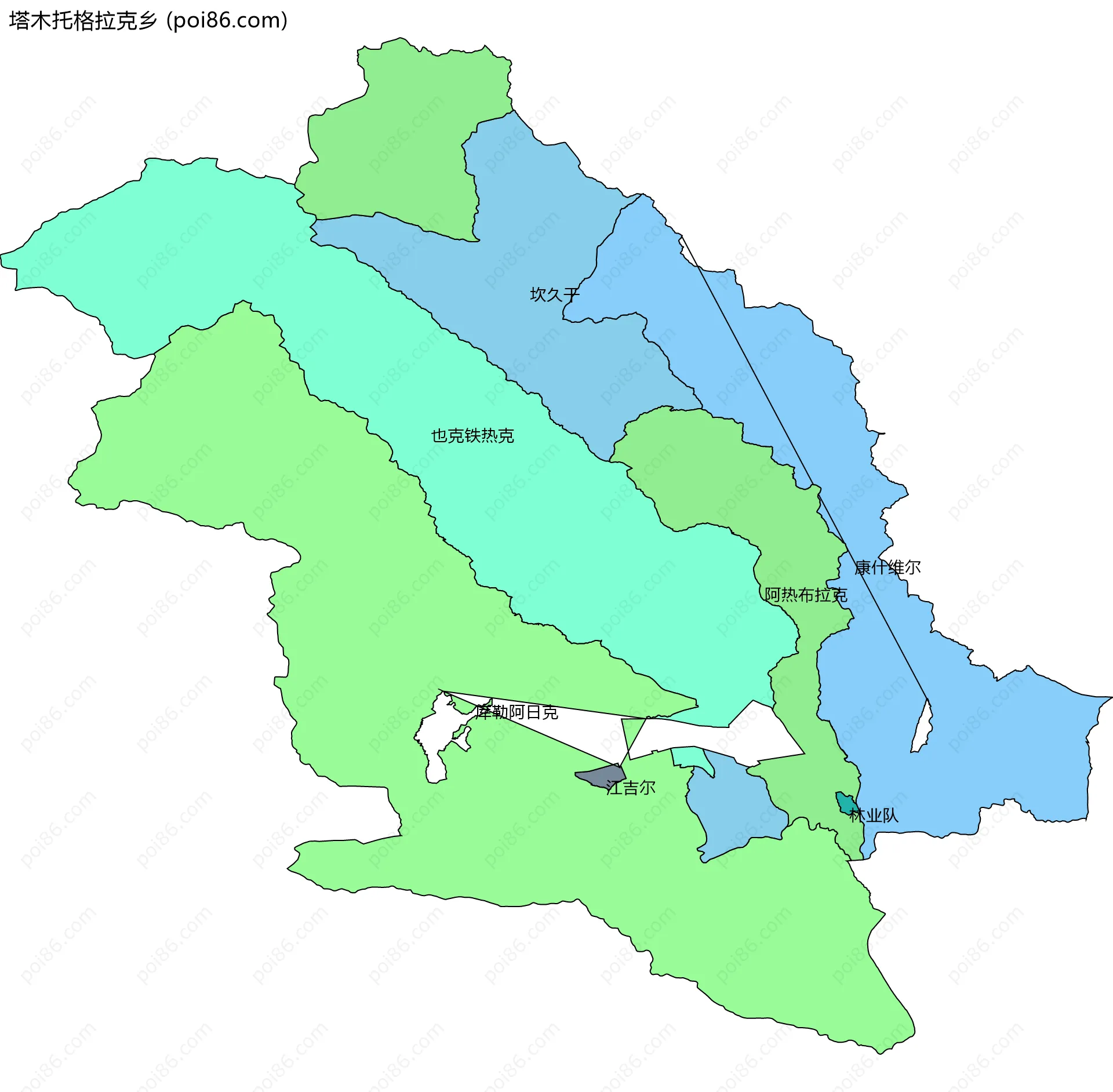 塔木托格拉克乡边界地图(五级行政区划)