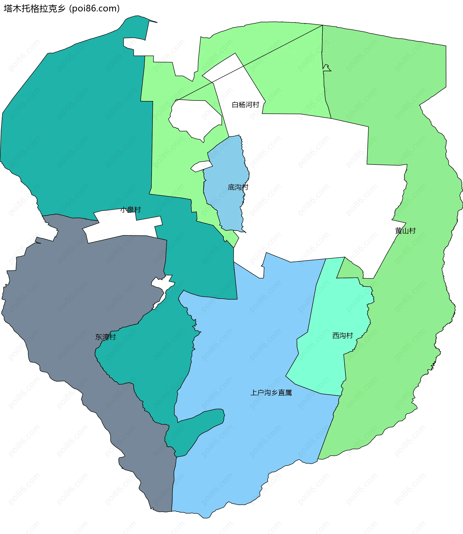 塔木托格拉克乡边界地图(五级行政区划)