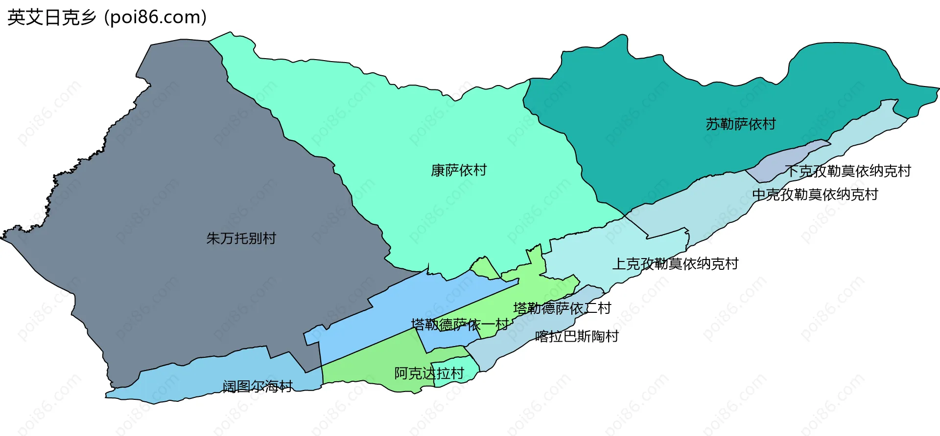 英艾日克乡边界地图(五级行政区划)