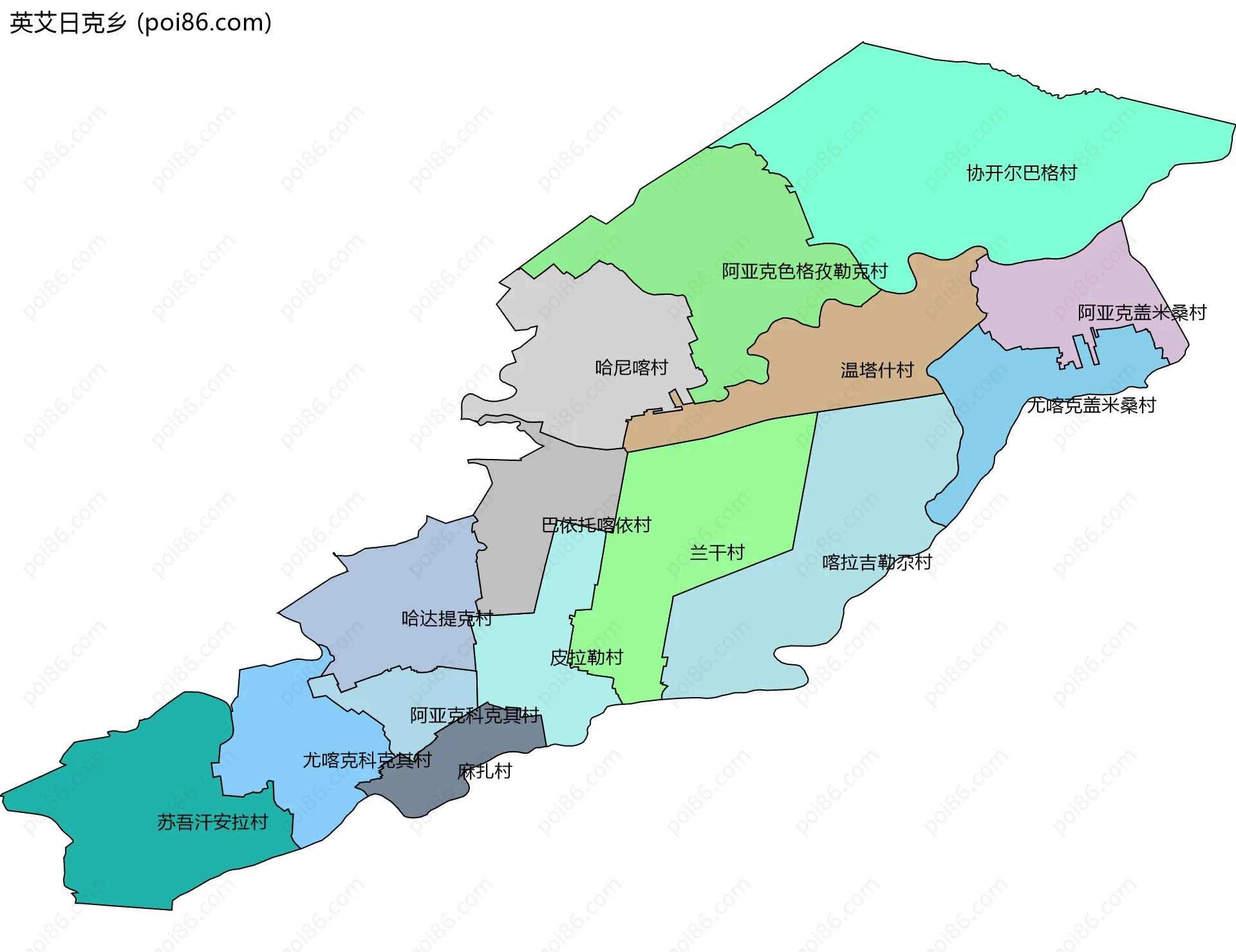 英艾日克乡边界地图(五级行政区划)