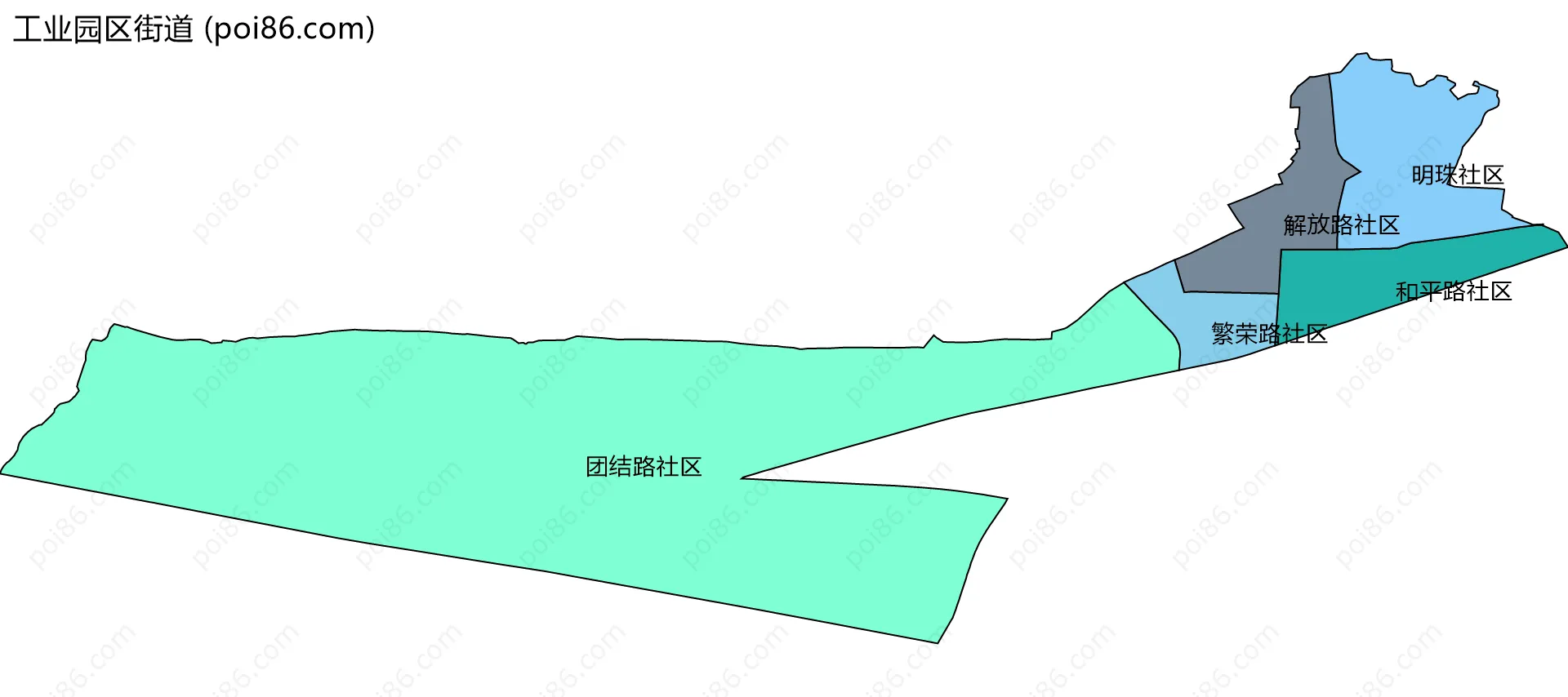 工业园区街道边界地图(五级行政区划)