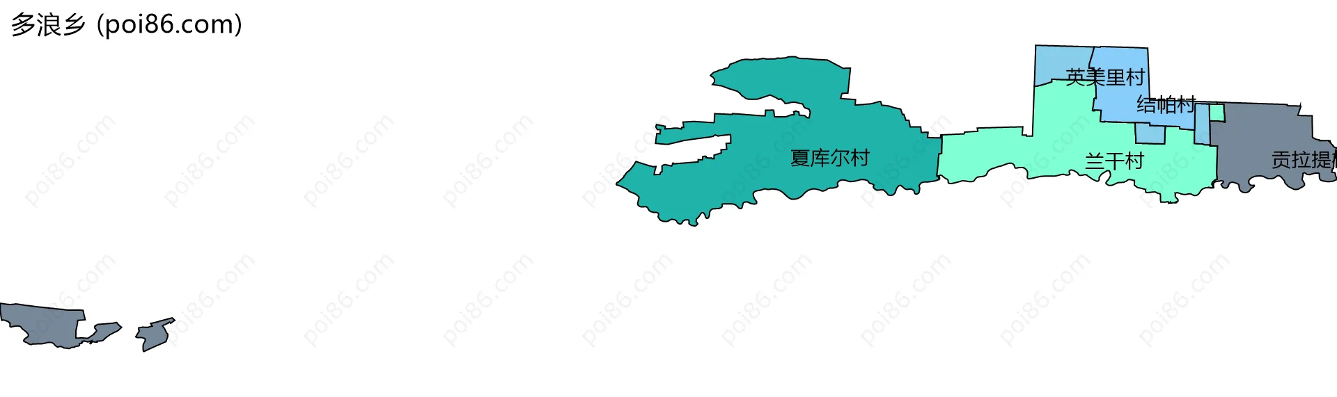 多浪乡边界地图(五级行政区划)