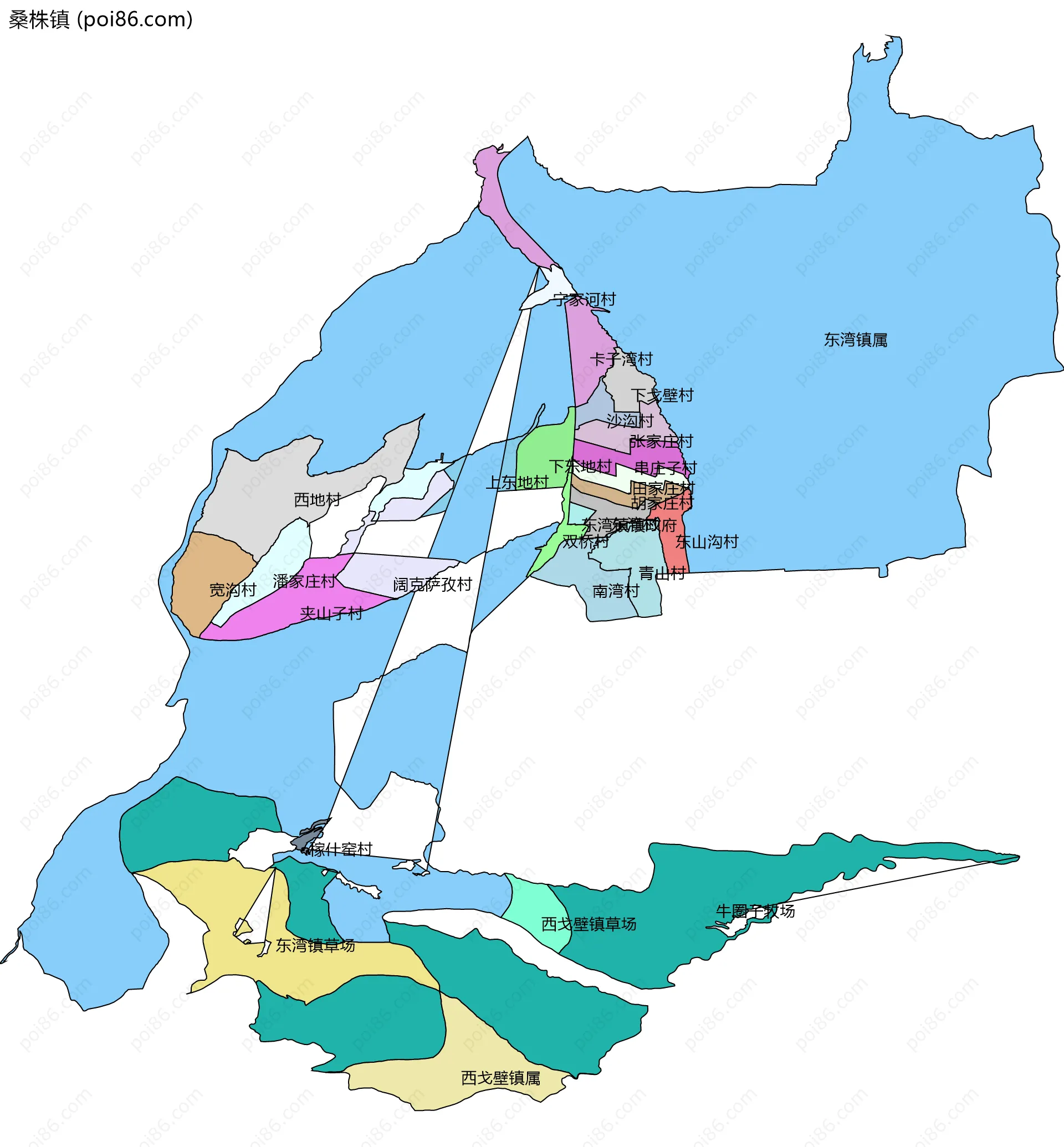 桑株镇边界地图(五级行政区划)