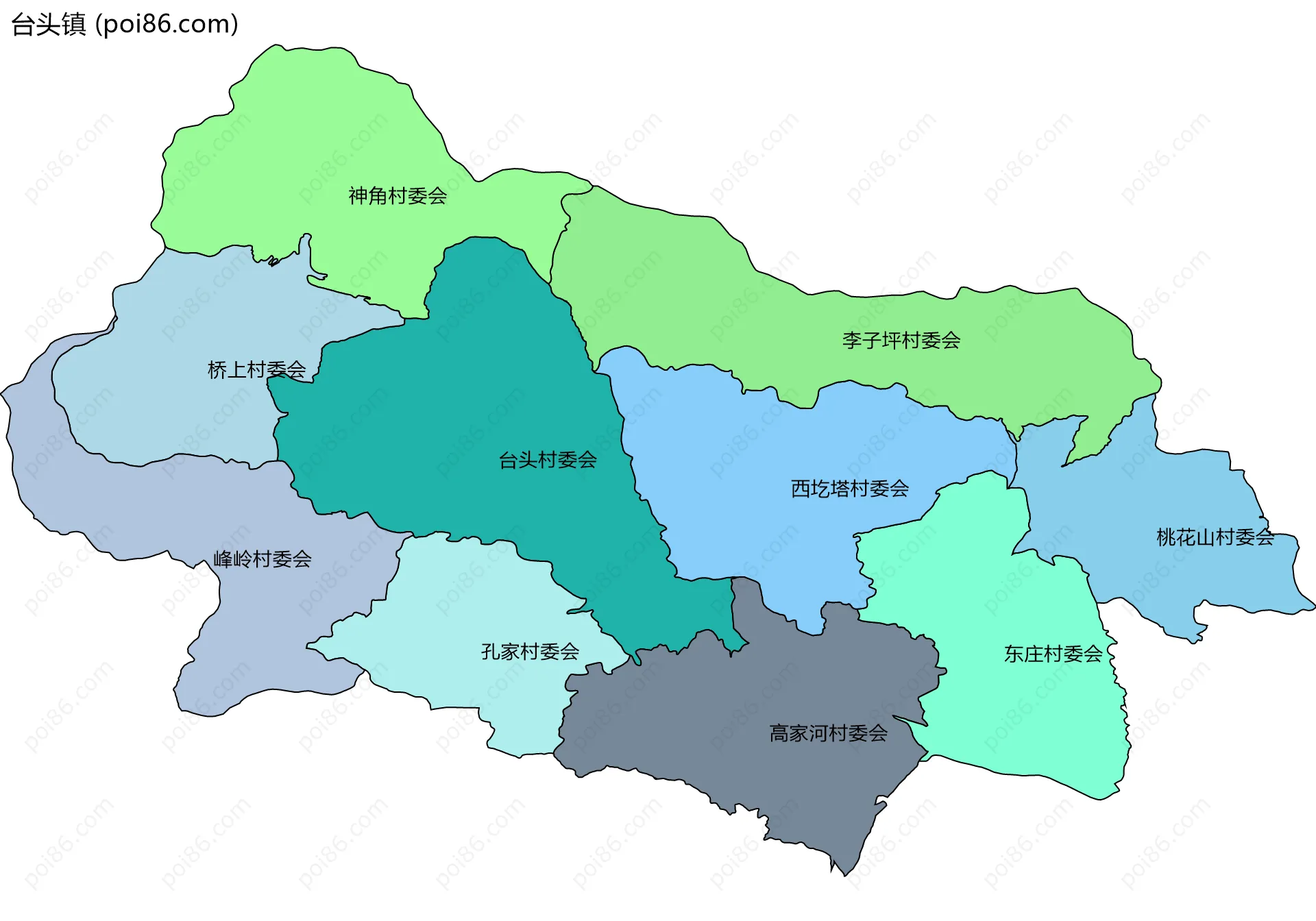 台头镇边界地图(五级行政区划)