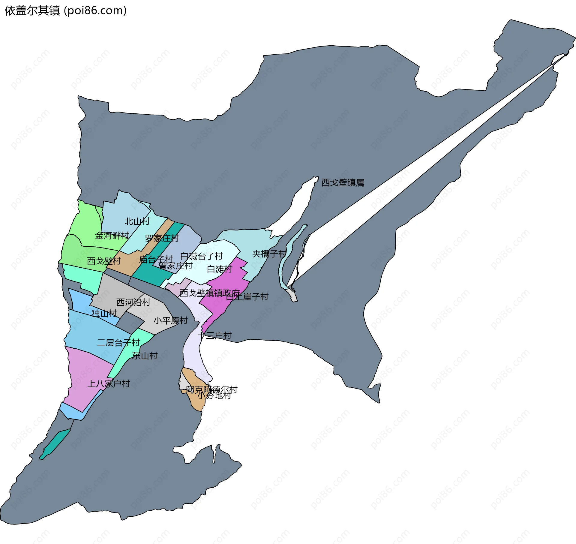 依盖尔其镇边界地图(五级行政区划)